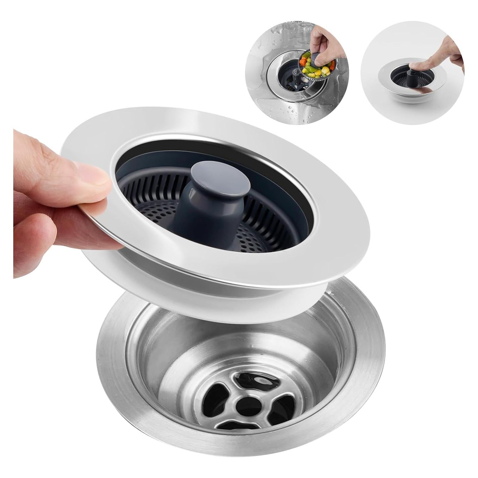 Filtro de Drenaje de Fregadero Hibbent Acero Inoxidable 3 en 1