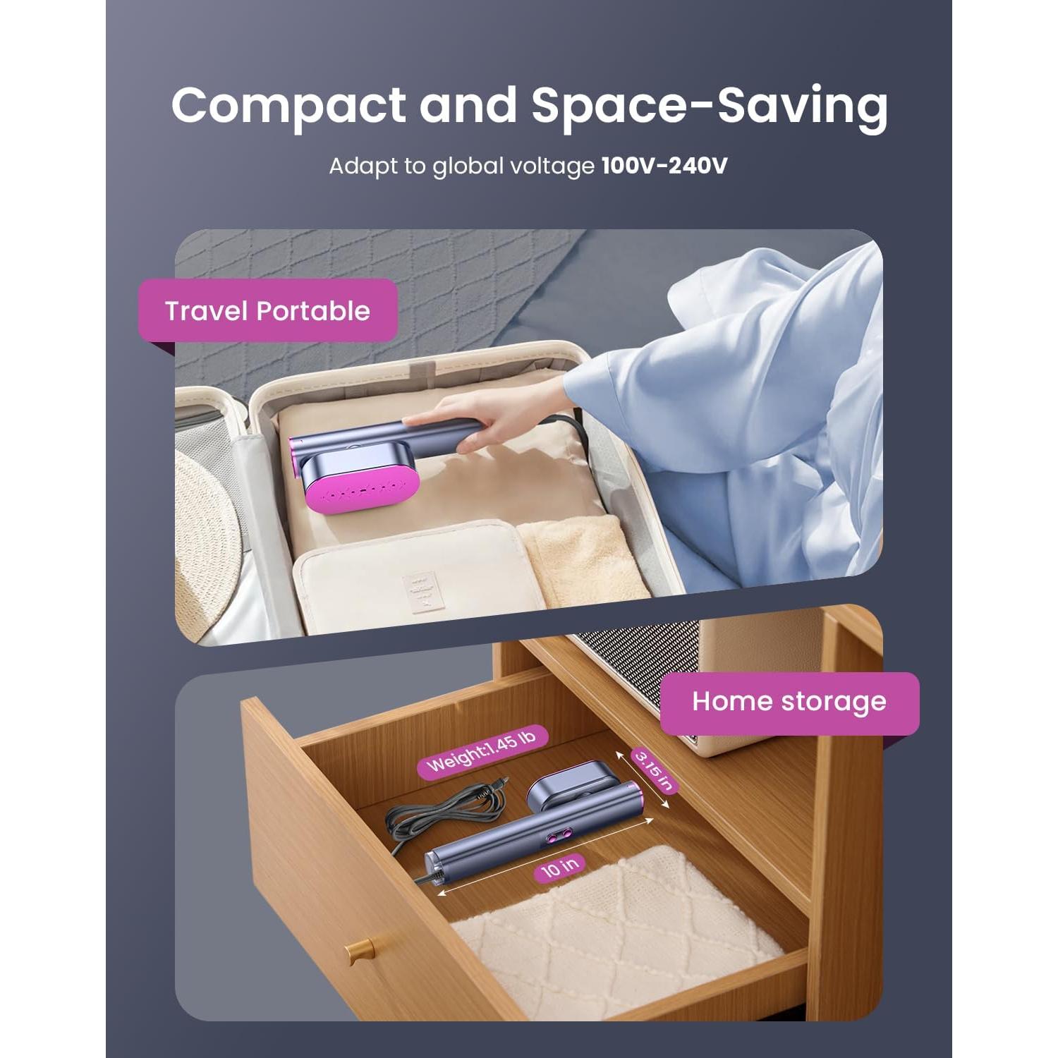 Vaporera de Viaje Mgnaooi 100-240V 120ml 1000W Púrpura