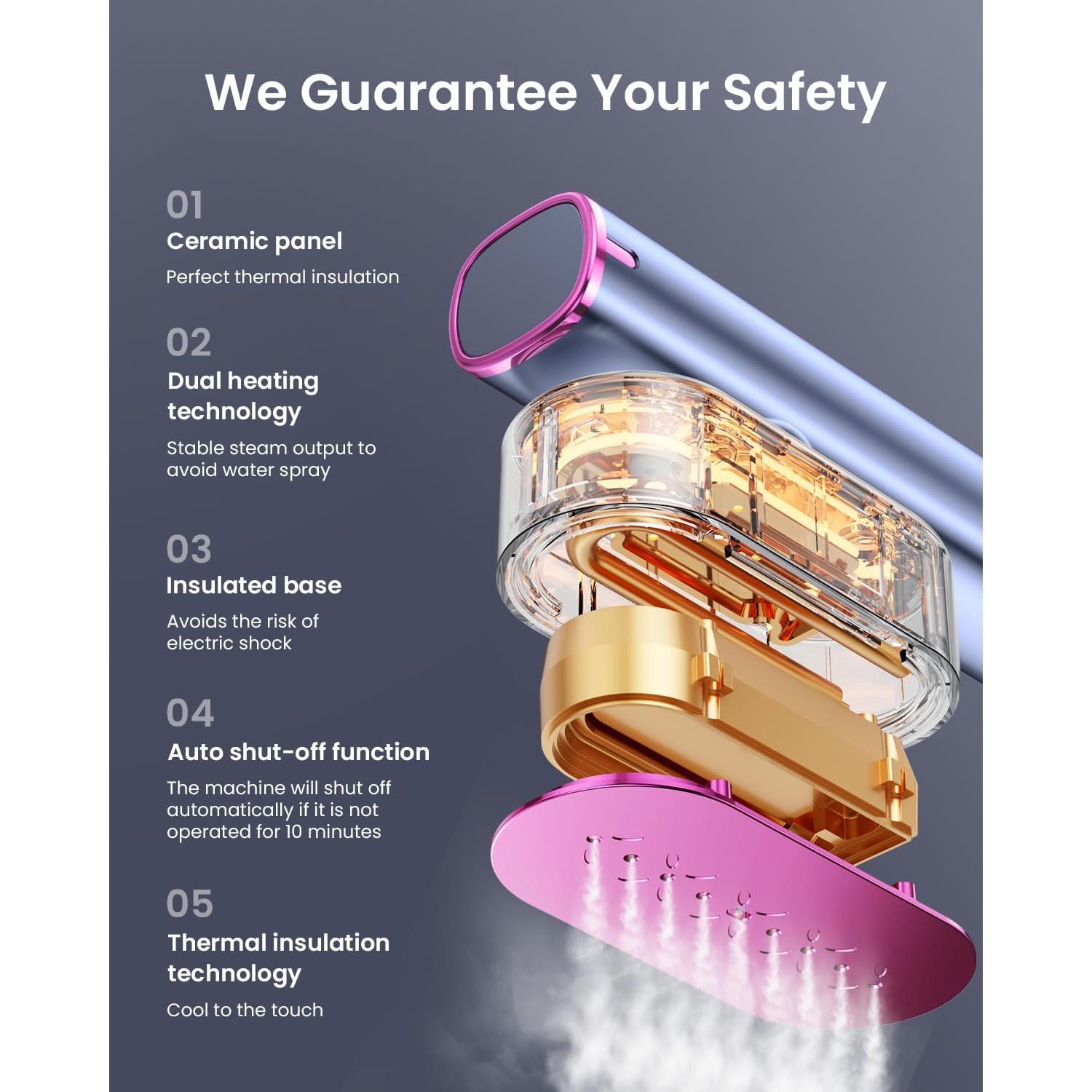 Vaporera de Viaje Mgnaooi 100-240V 120ml 1000W Púrpura