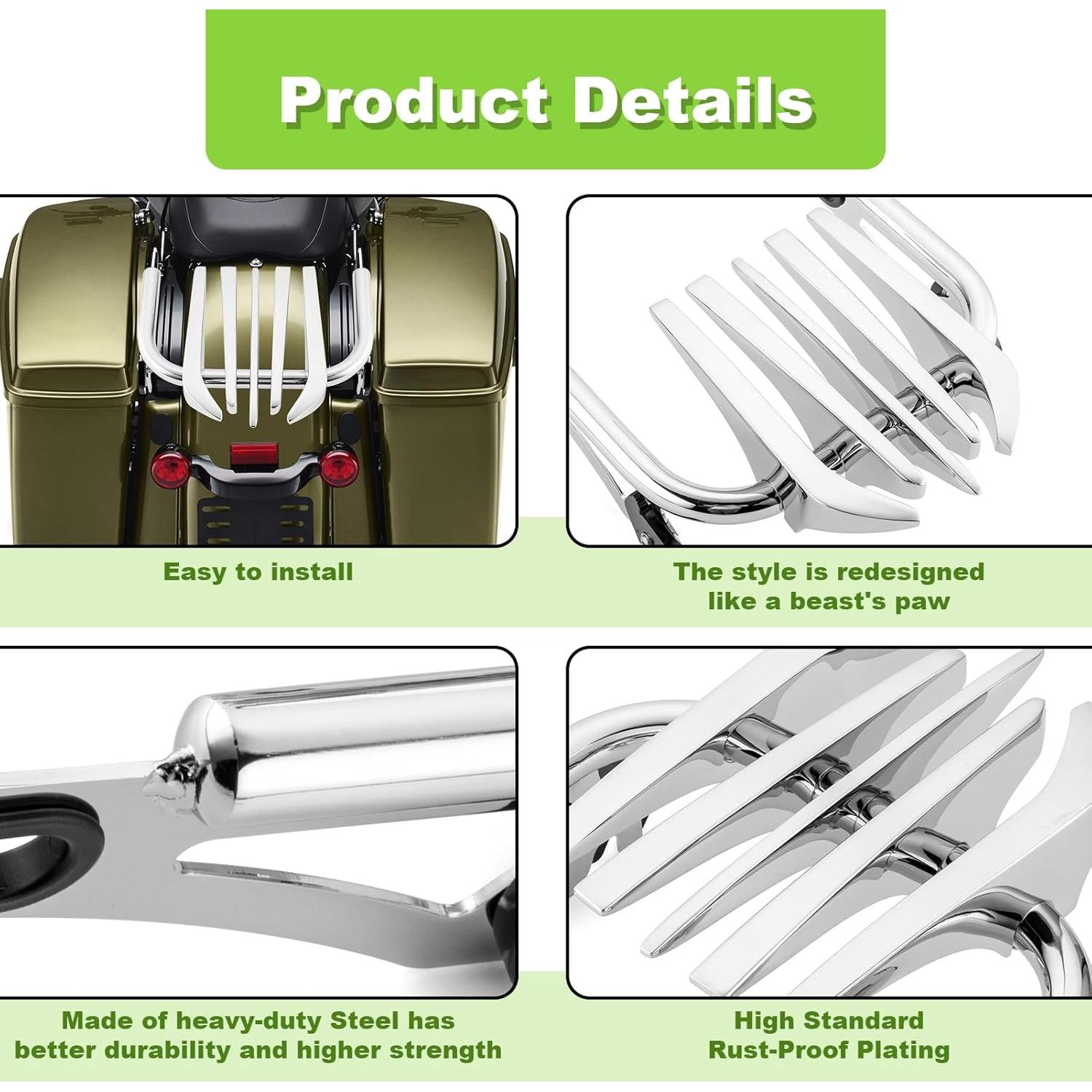 Soporte de Equipaje Mofun Cromo Invisible para Harley 2009-2024