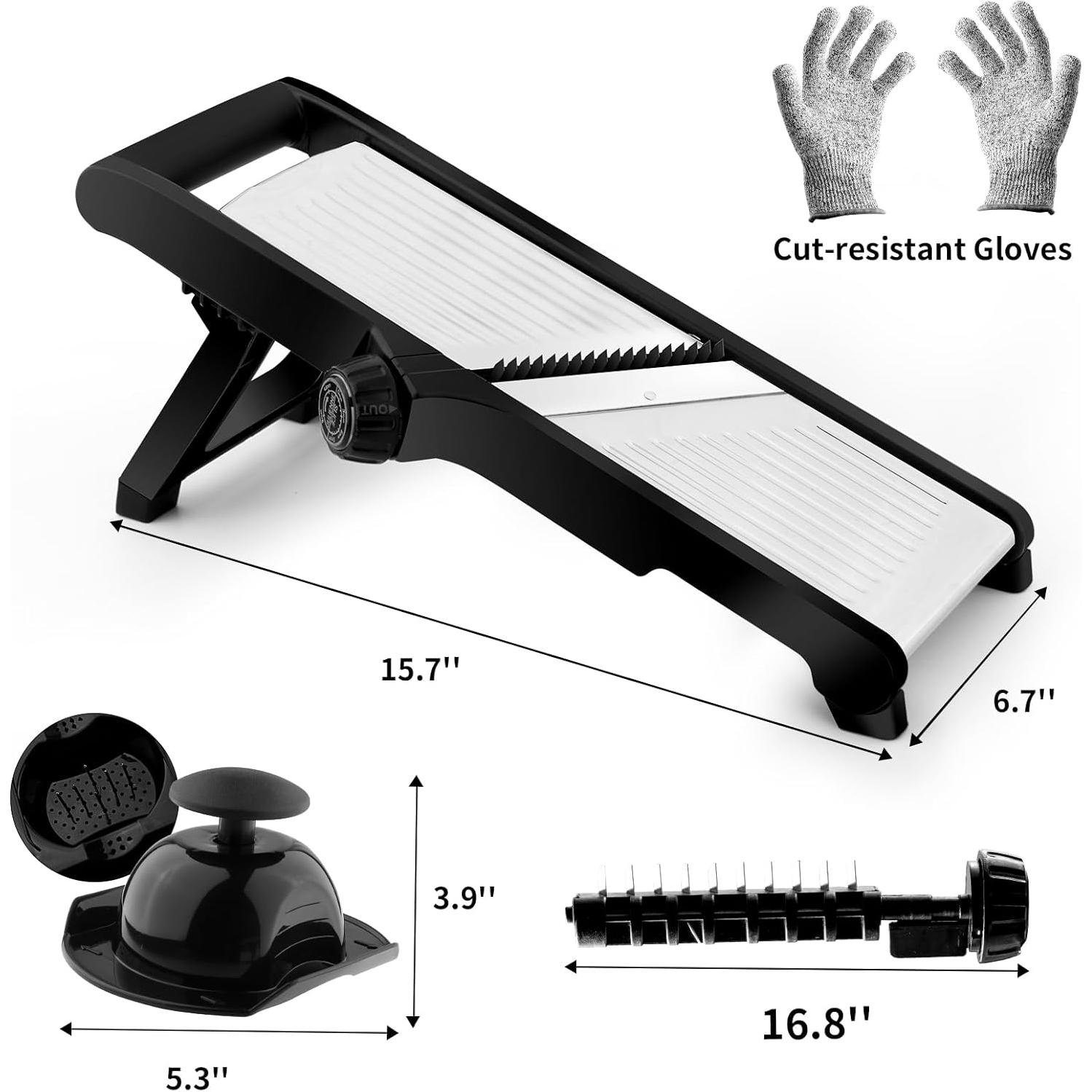 Cortador de Mandolina WELTONHM Ajustable Acero Inoxidable Negro