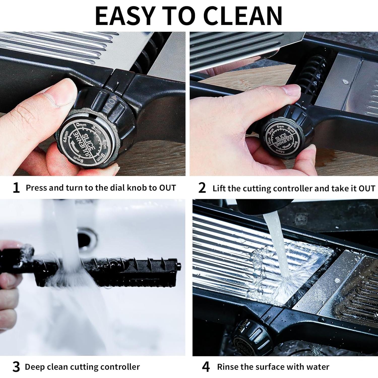 Cortador de Mandolina WELTONHM Ajustable Acero Inoxidable Negro