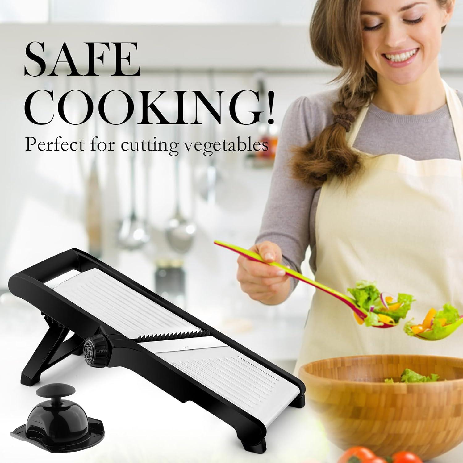 Cortador de Mandolina WELTONHM Ajustable Acero Inoxidable Negro