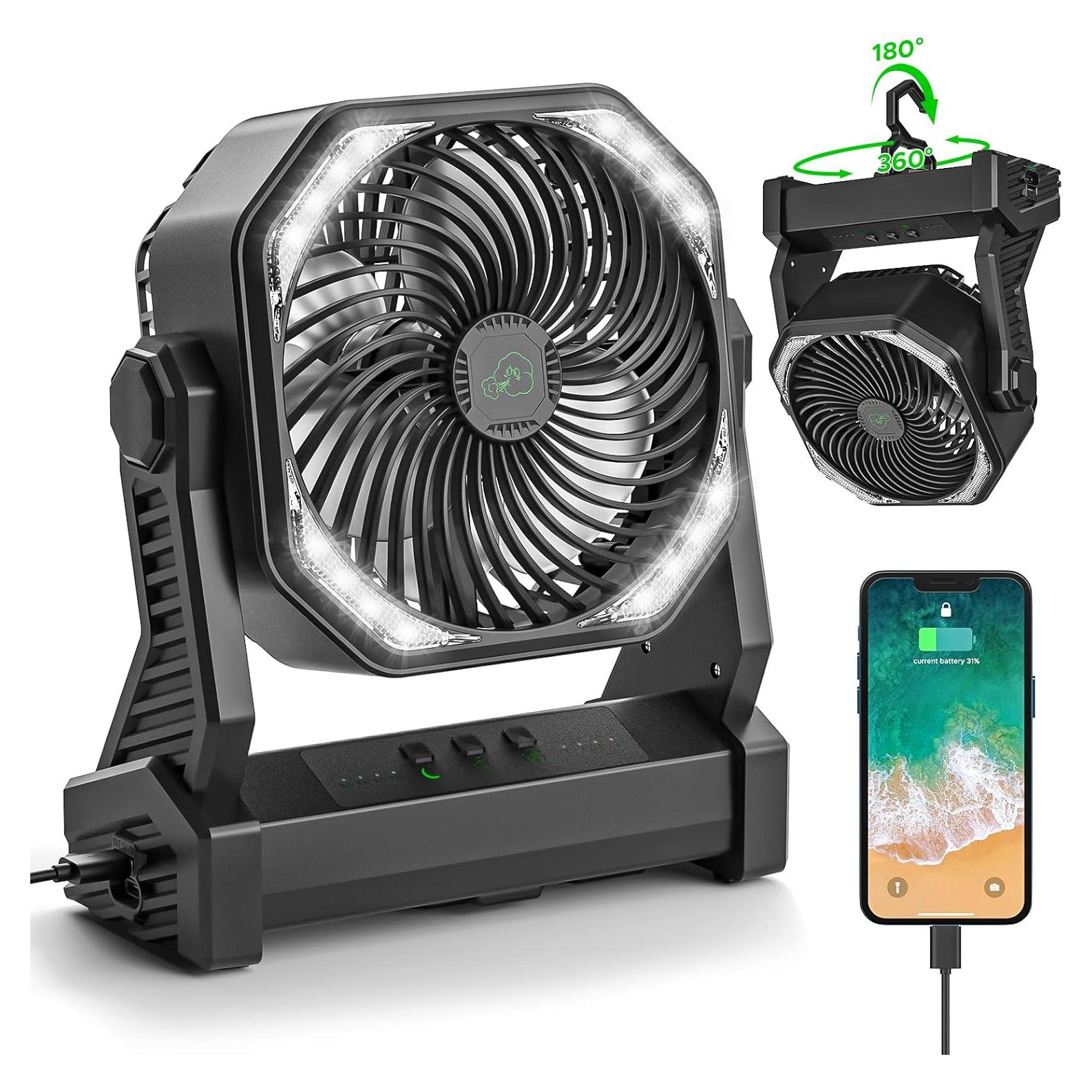 Ventilador de Camping Neofeel 20000mAh con Linterna LED