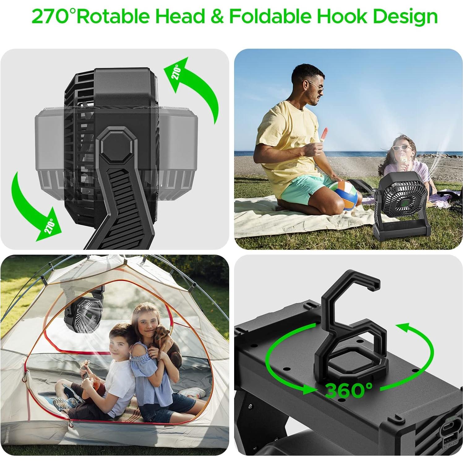 Ventilador de Camping Neofeel 20000mAh con Linterna LED