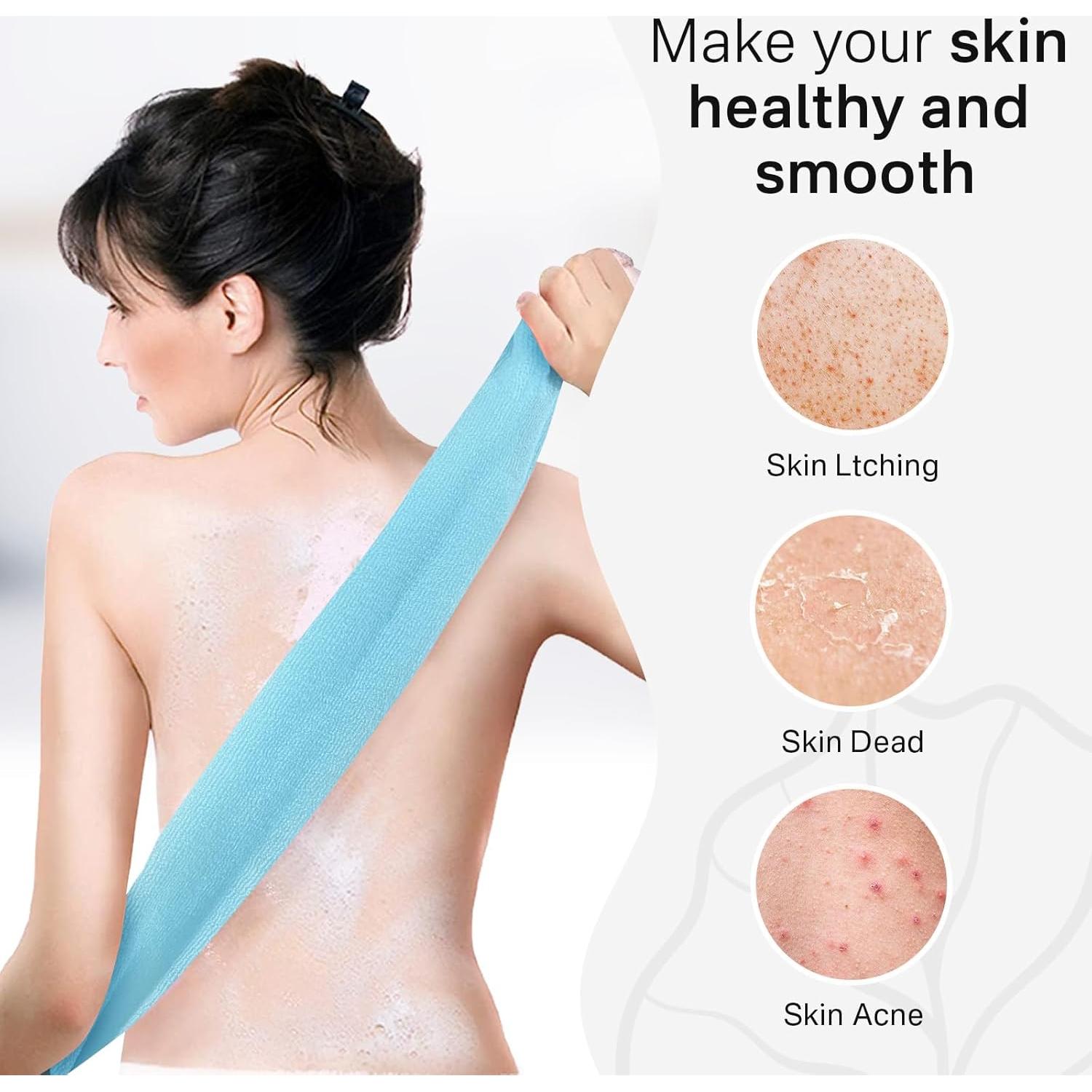 Toalla Exfoliante Yiclick 3 Piezas Nylon Azul 88.9x29.2cm