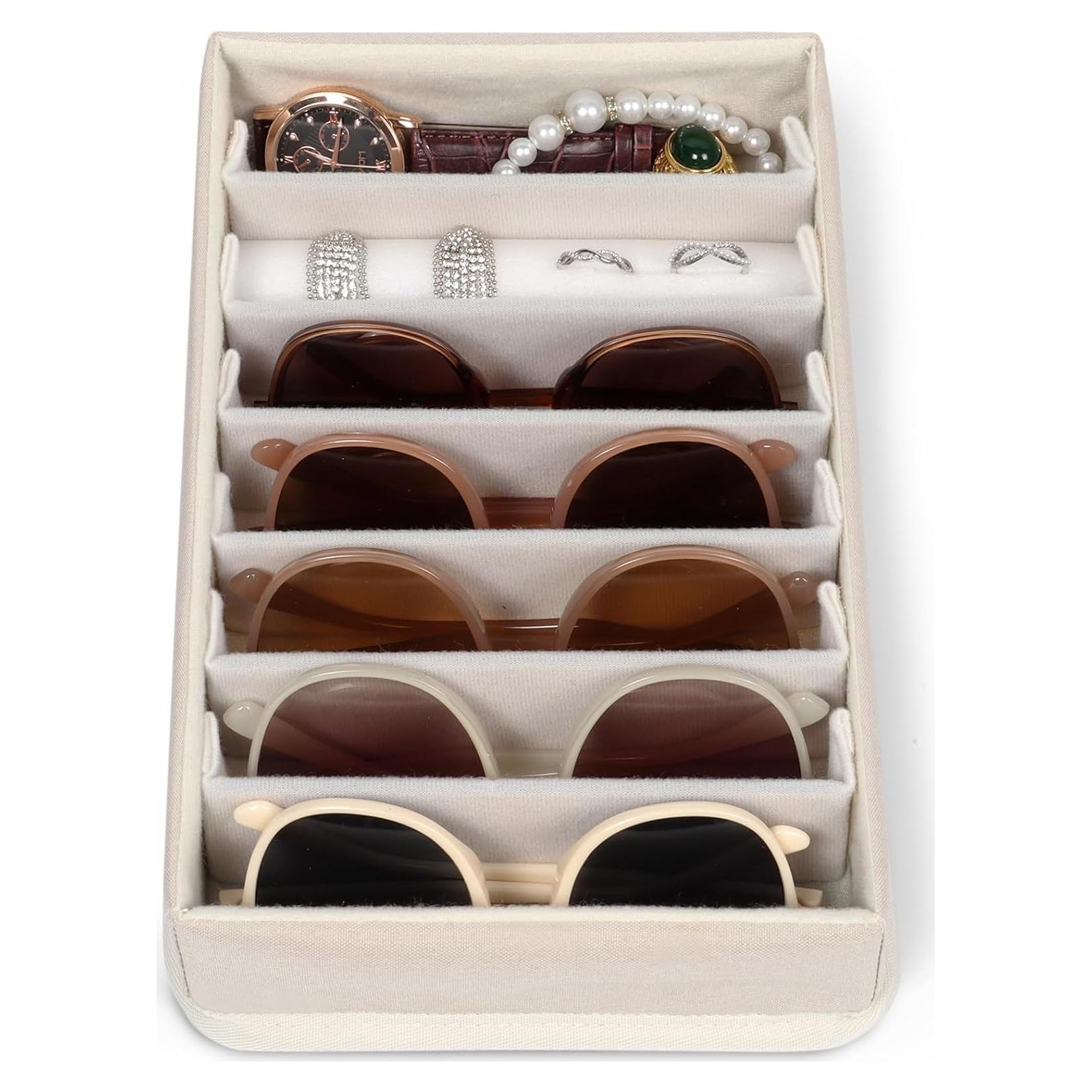 Bandeja Organizadora de Gafas Bukere Beige, 7 Ranuras Ajustables