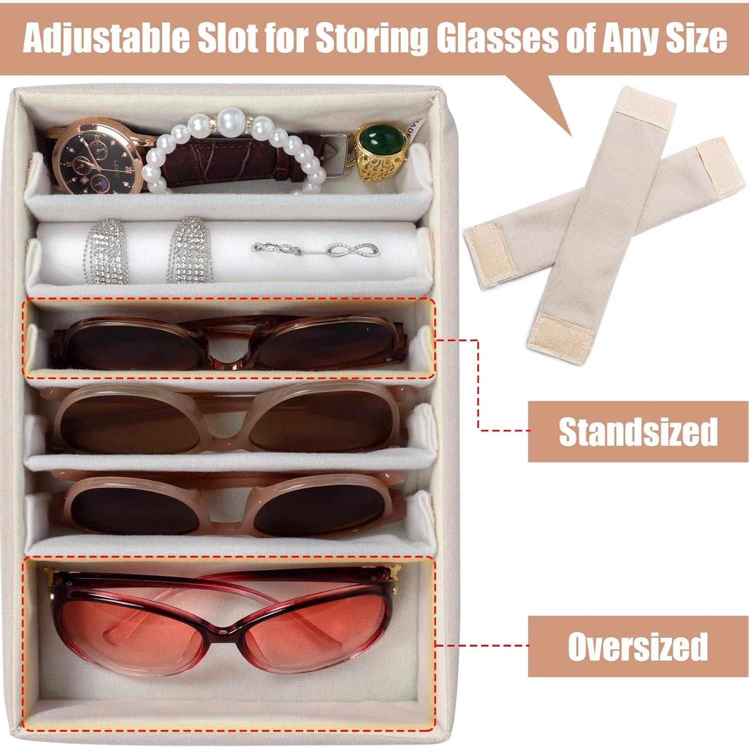 Bandeja Organizadora de Gafas Bukere Beige, 7 Ranuras Ajustables