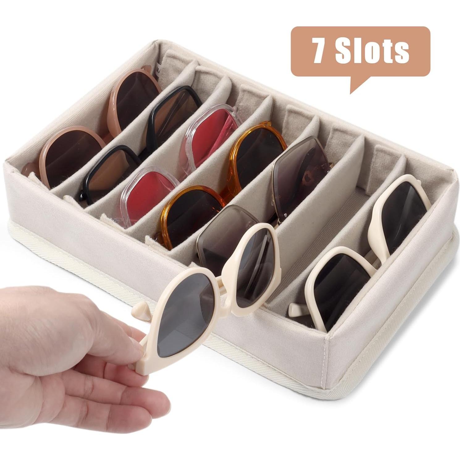 Bandeja Organizadora de Gafas Bukere Beige, 7 Ranuras Ajustables