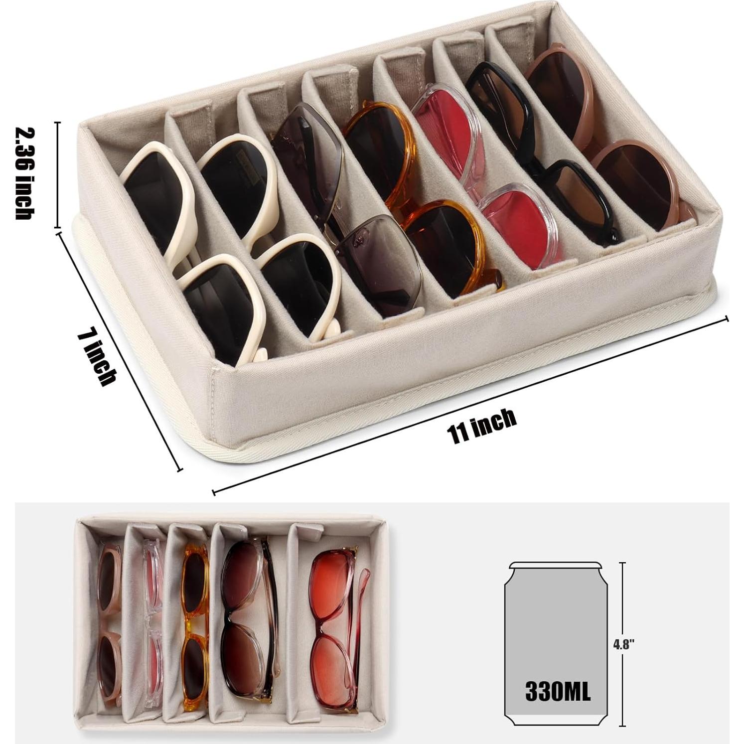 Bandeja Organizadora de Gafas Bukere Beige, 7 Ranuras Ajustables