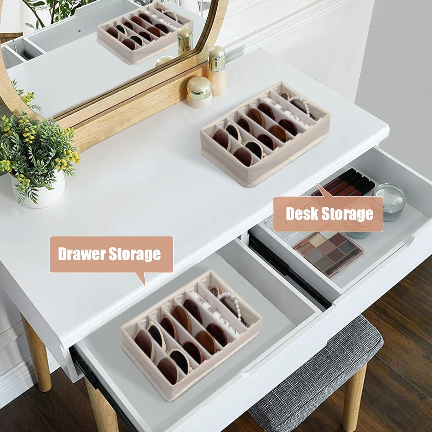 Bandeja Organizadora de Gafas Bukere Beige, 7 Ranuras Ajustables