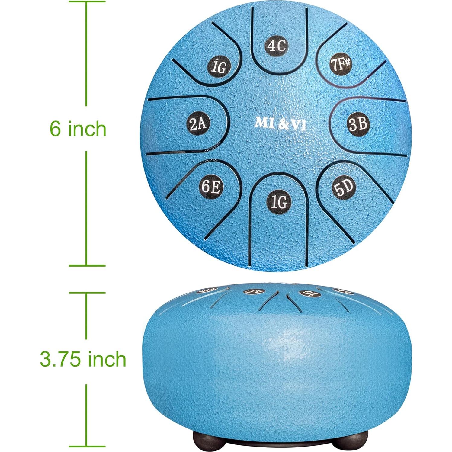 Tambor de Lluvia Oceánica MI&VI 15.24 cm Azul con Bolsa