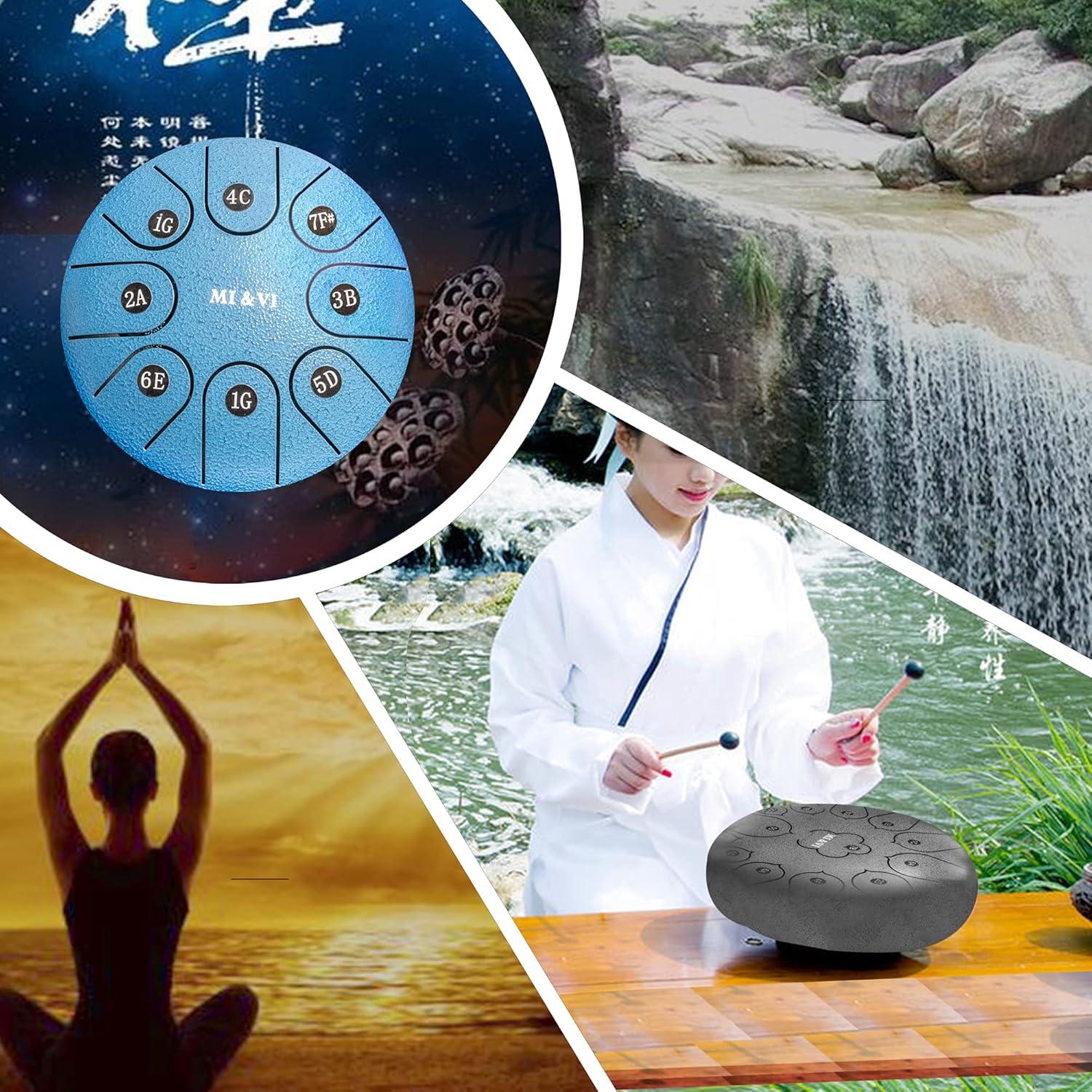 Tambor de Lluvia Oceánica MI&VI 15.24 cm Azul con Bolsa