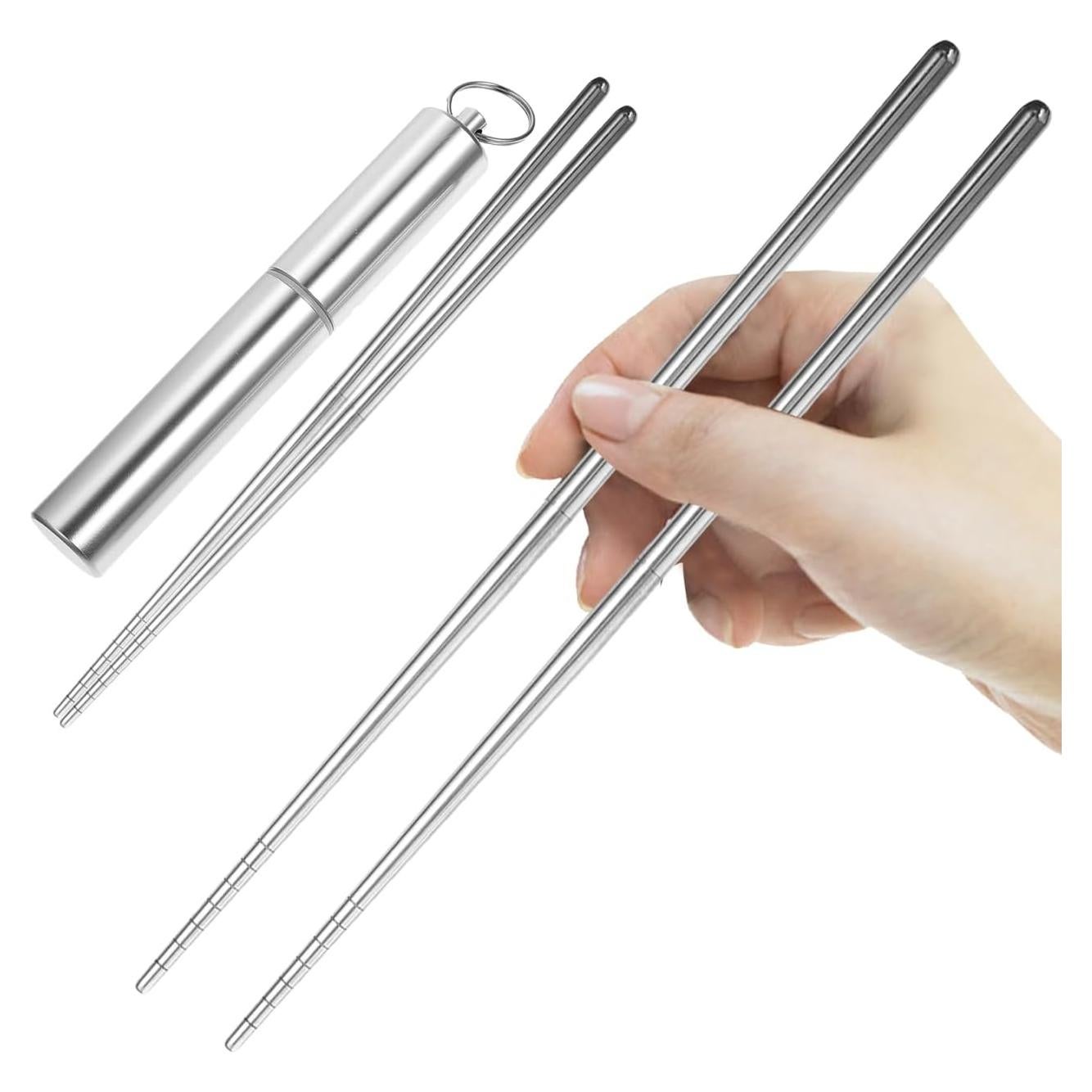 Set de Palillos Plegables Healifty Acero Inoxidable 304 2 Piezas