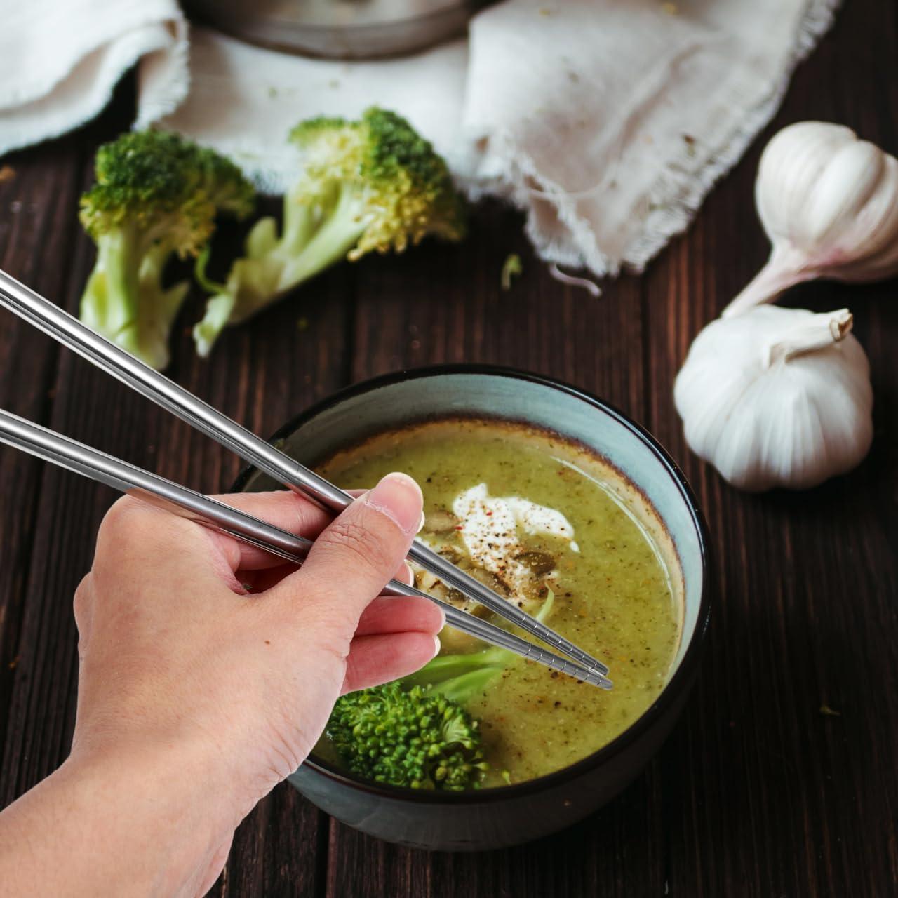 Set de Palillos Plegables Healifty Acero Inoxidable 304 2 Piezas