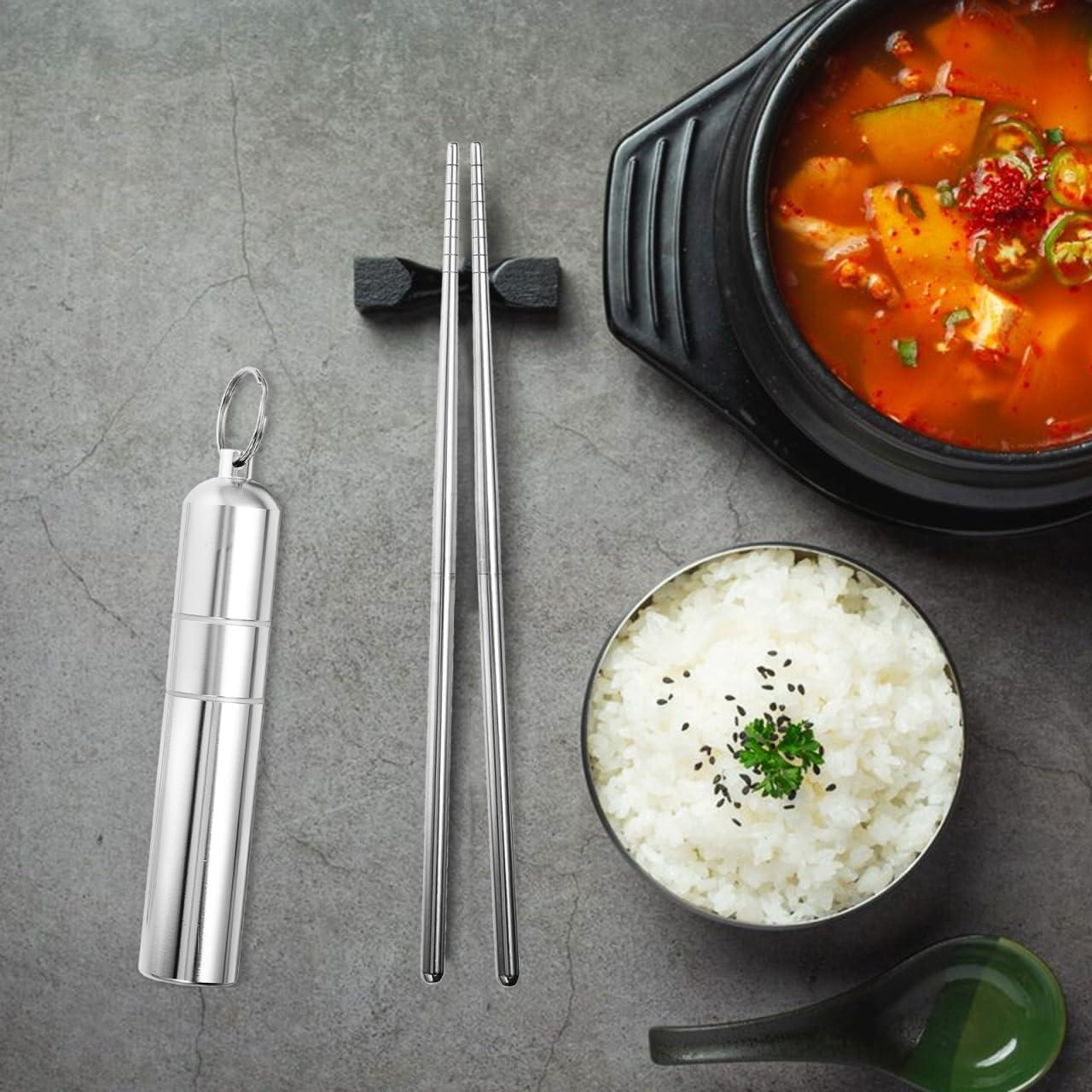 Set de Palillos Plegables Healifty Acero Inoxidable 304 2 Piezas