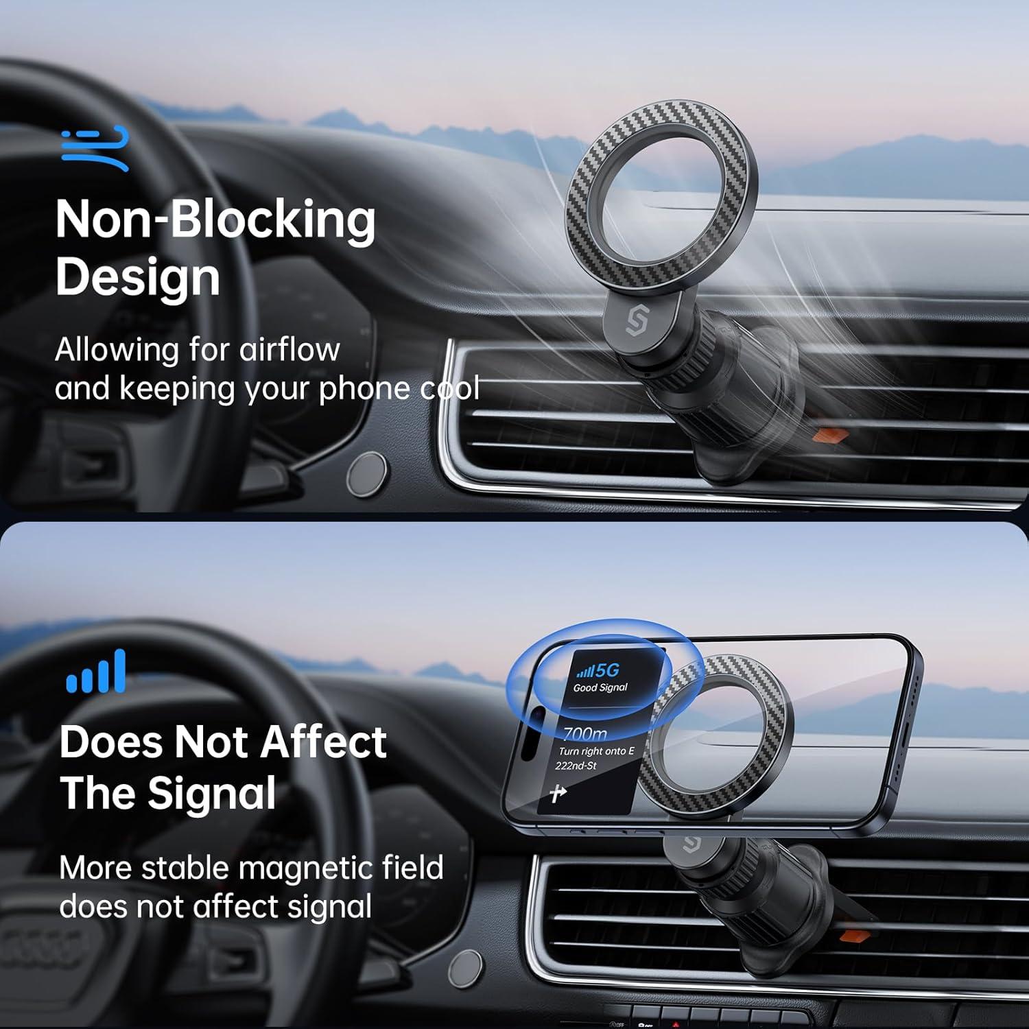 Soporte de Coche MagSafe SYNCWIRE Fibra de Carbono 360°