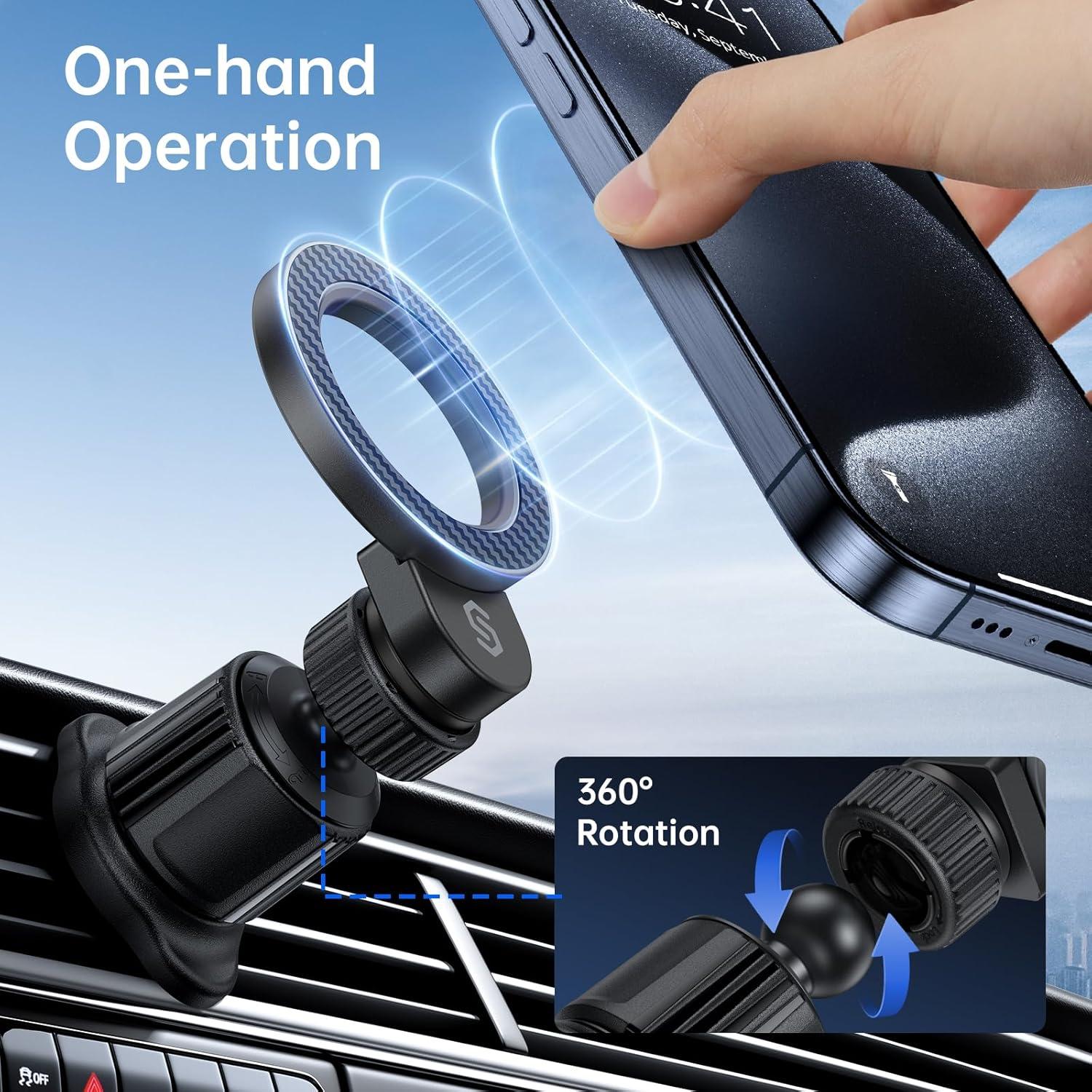Soporte de Coche MagSafe SYNCWIRE Fibra de Carbono 360°