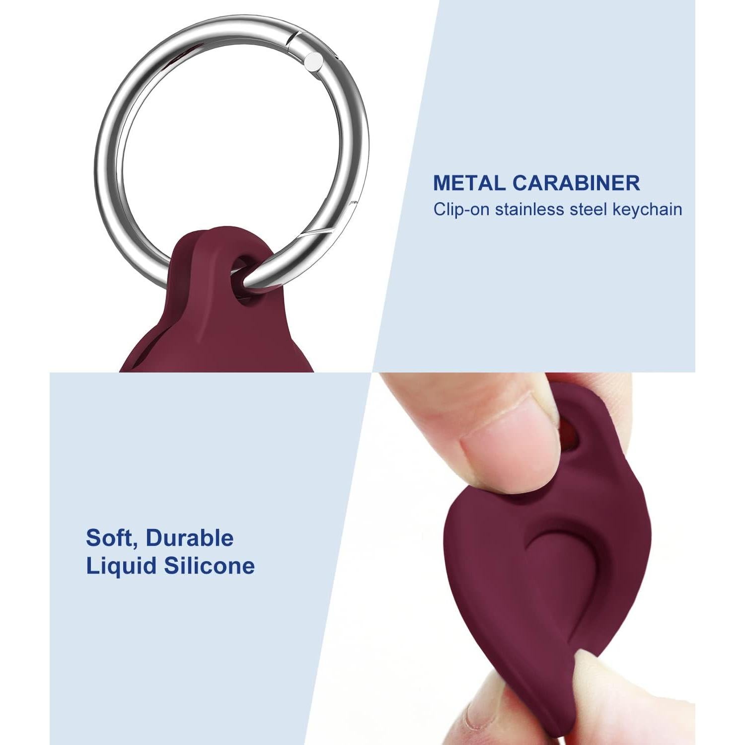 VAGAWEI Compatible with Apple AirTag, 4 Pack Silicone Keychain Case Replacement for GPS Tracker, Protective Key Ring Accessories for AirTags