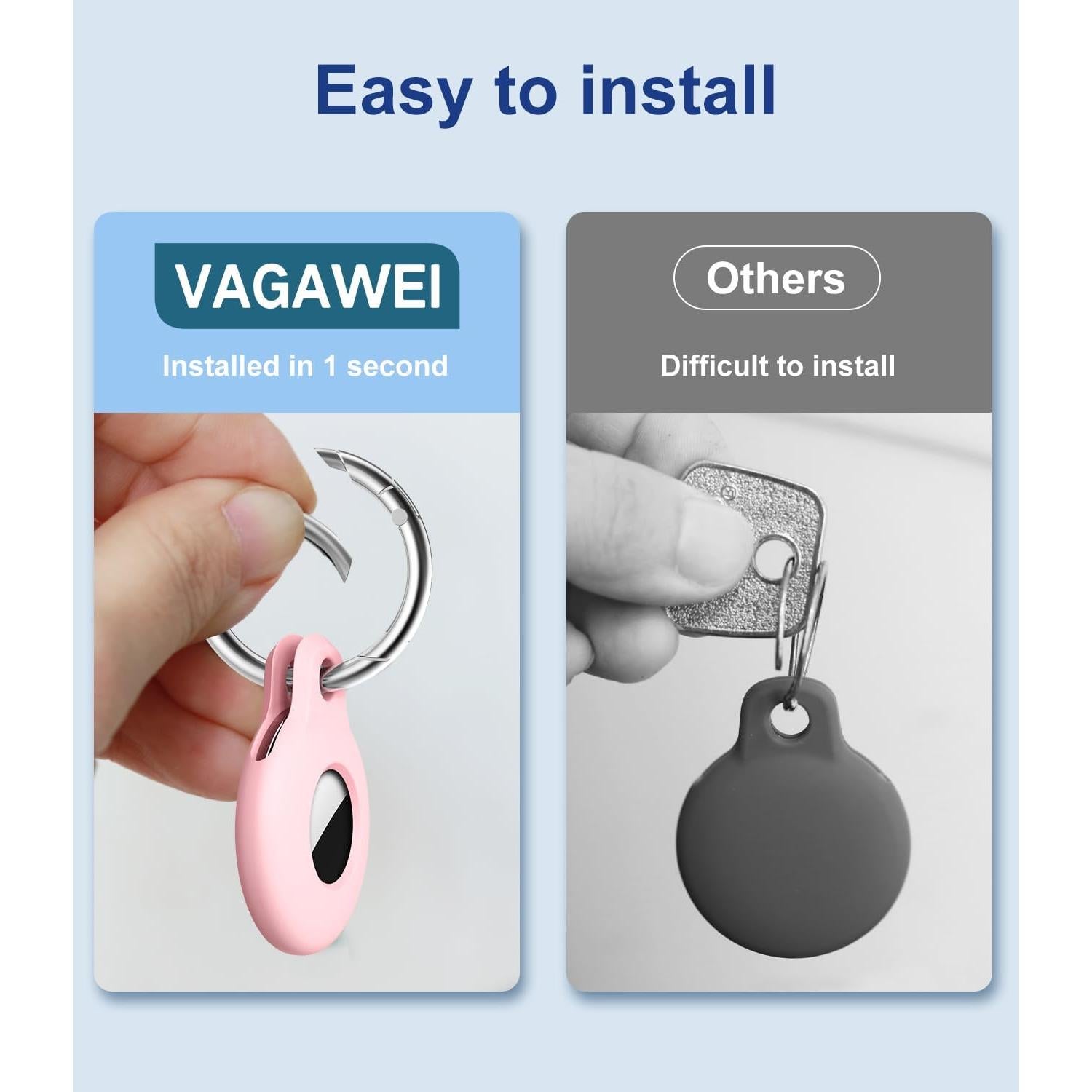 VAGAWEI Compatible with Apple AirTag, 4 Pack Silicone Keychain Case Replacement for GPS Tracker, Protective Key Ring Accessories for AirTags