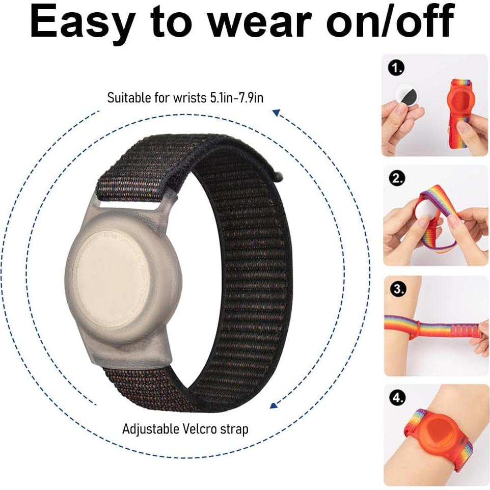 Bracelet for Kids，Kids Wristband GPS Tracker Holder ，Protective Case for Apple Tag GPS Tracker Holder Adjustable Anti Lost Watch Band for Child Elder