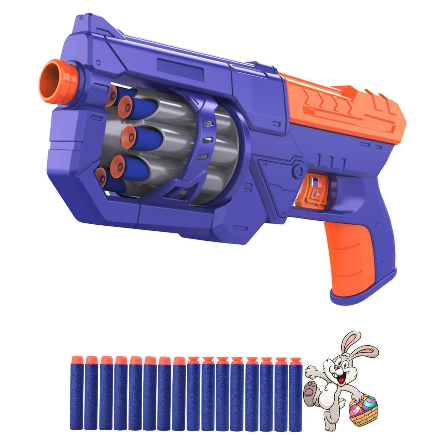 Pistola de Juguete RD-8 Azul con Dardos de Espuma - 16 Unidades