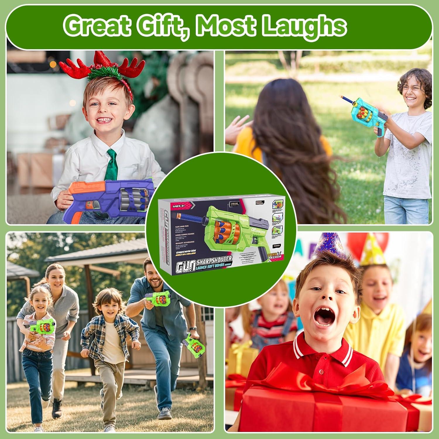 Pistola de Juguete RD-8 Azul con Dardos de Espuma - 16 Unidades