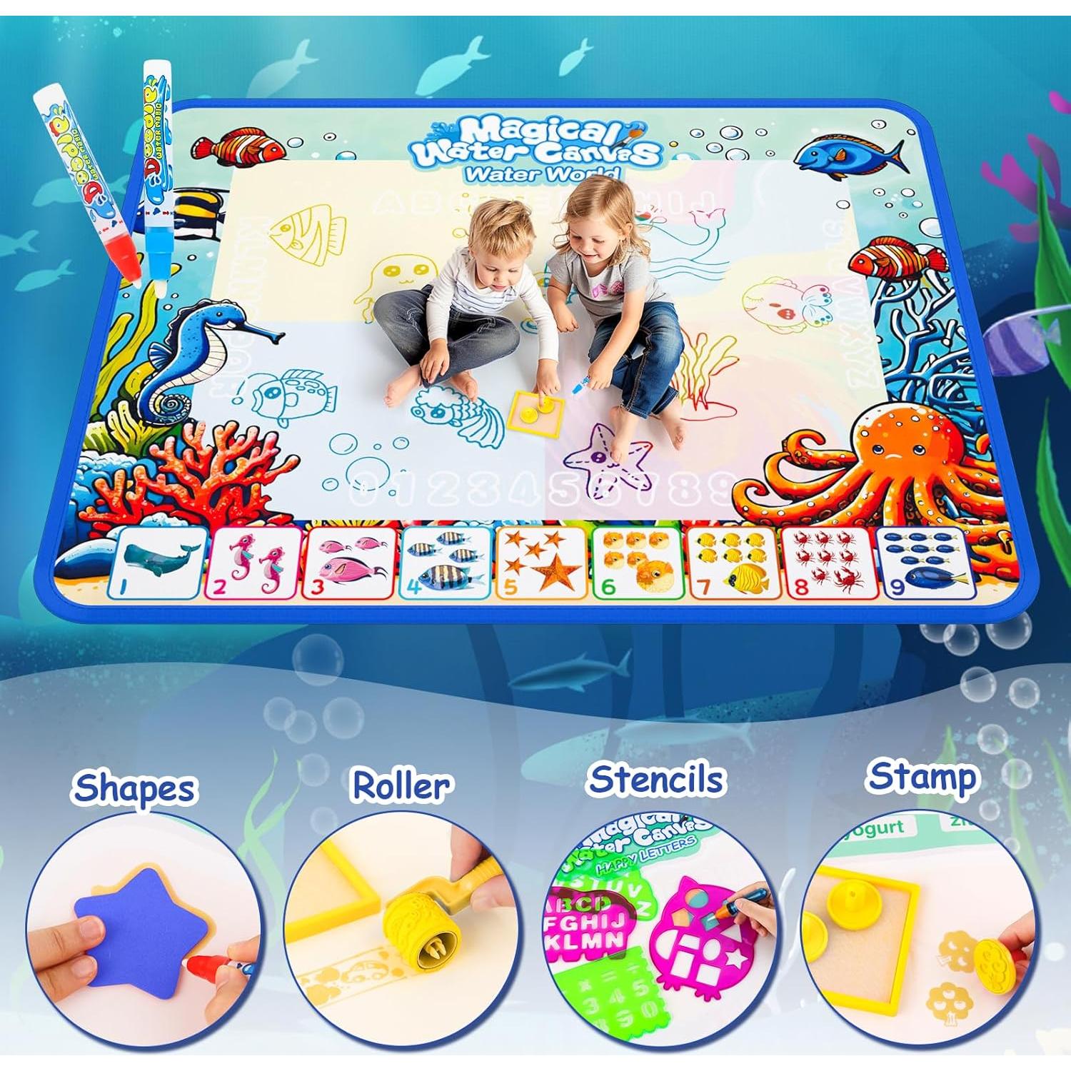 Alfombra de Dibujo de Agua QQduck 101,6 x 81,3 cm Azul