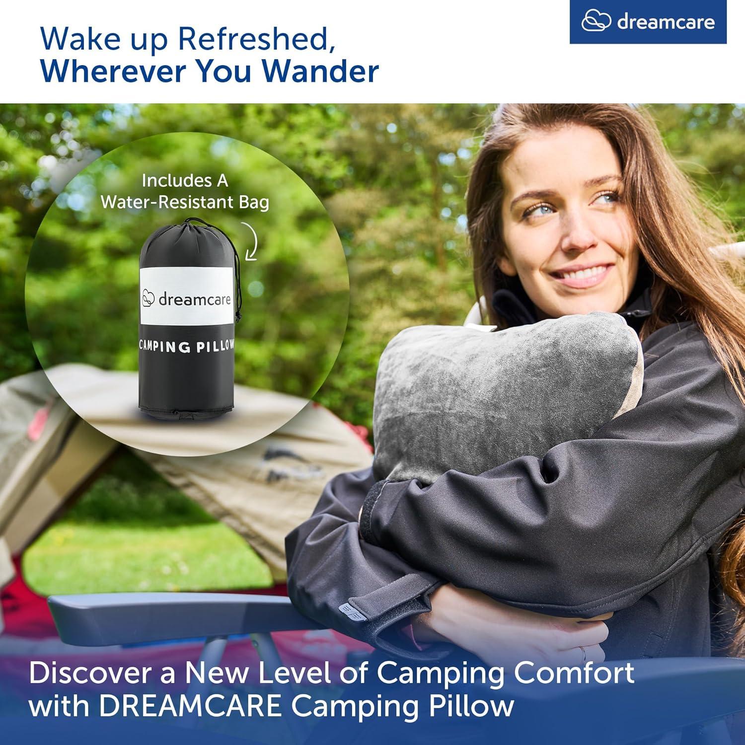 Almohada de Camping DREAMCARE Pequeña Espuma Viscoelástica Gris