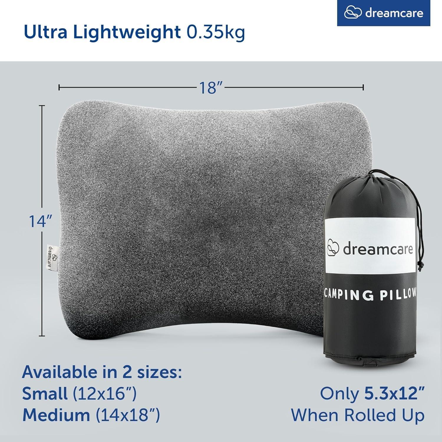 Almohada de Camping DREAMCARE Pequeña Espuma Viscoelástica Gris