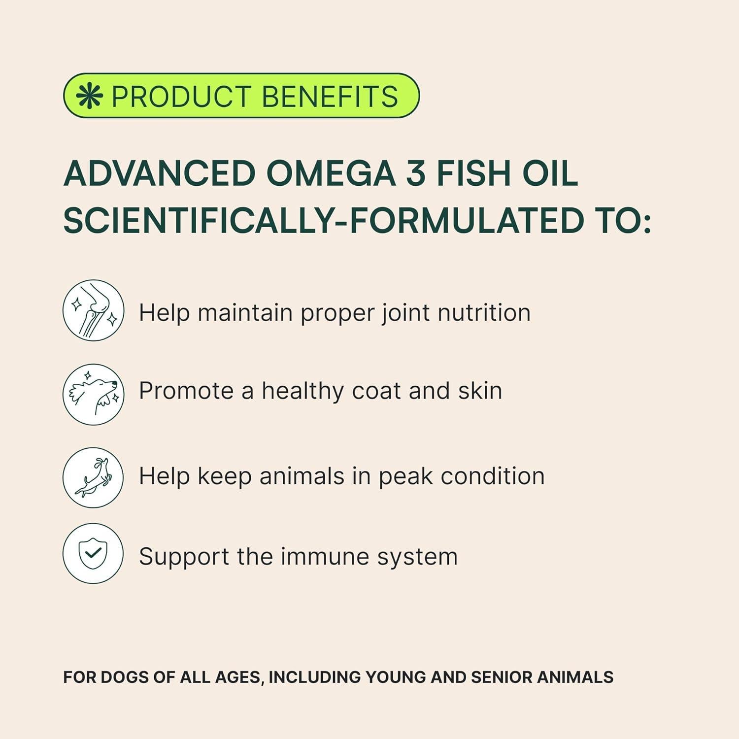 Wuffes Advanced Omega 3 Fish Oil for Dogs, Natural EPA & DHA Fatty Acids, Supports Healthy Skin and Coat, Joint Nutrition, Digestion & Immune System - 100% Pure Wild Alaskan Fish Oil - 8 Oz