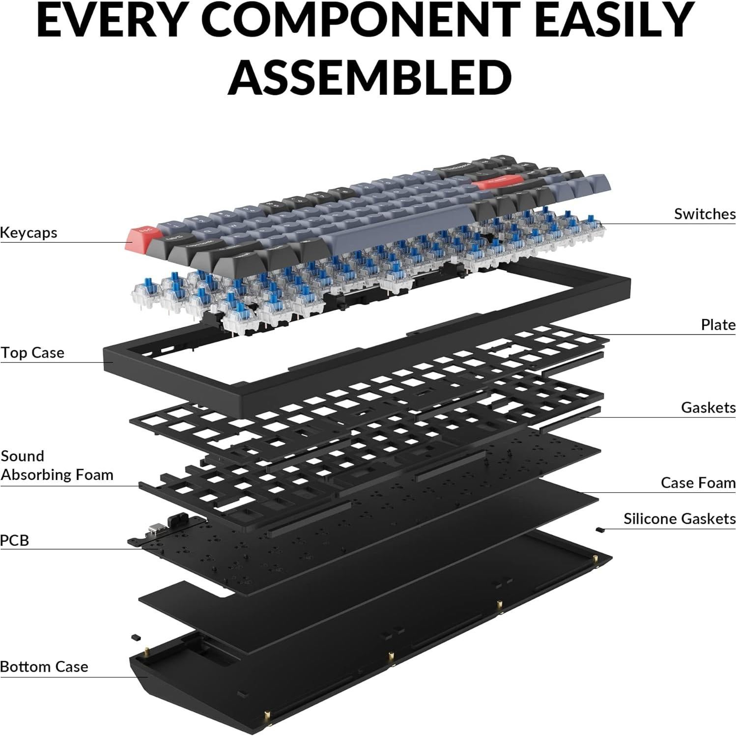 Teclado Mecánico Keychron Q7 70% Personalizable Aluminio Negro