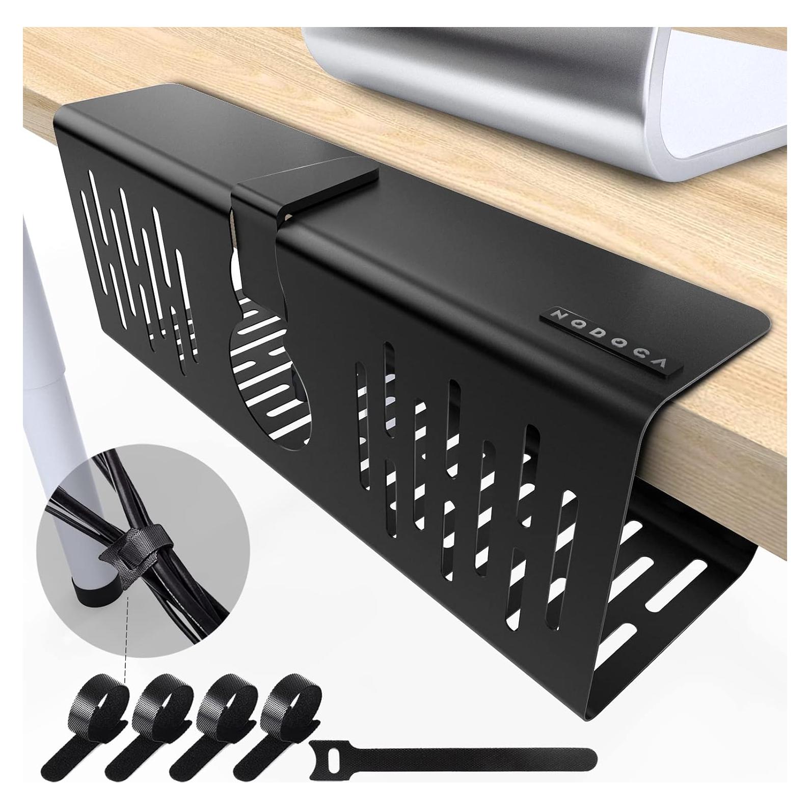 Bandeja de Gestión de Cables NODOCA 35cm Sin Perforación Negra