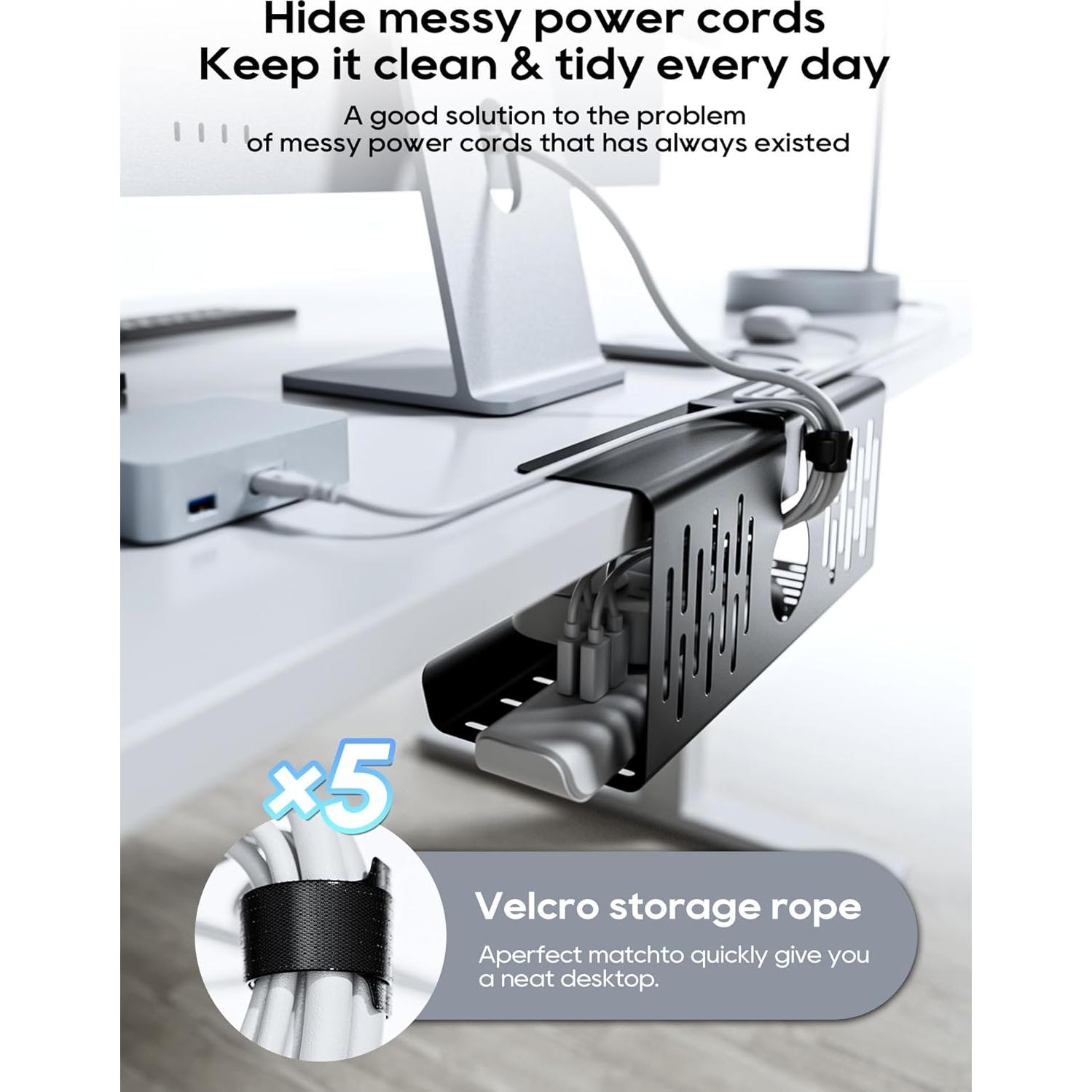 Bandeja de Gestión de Cables NODOCA 35cm Sin Perforación Negra