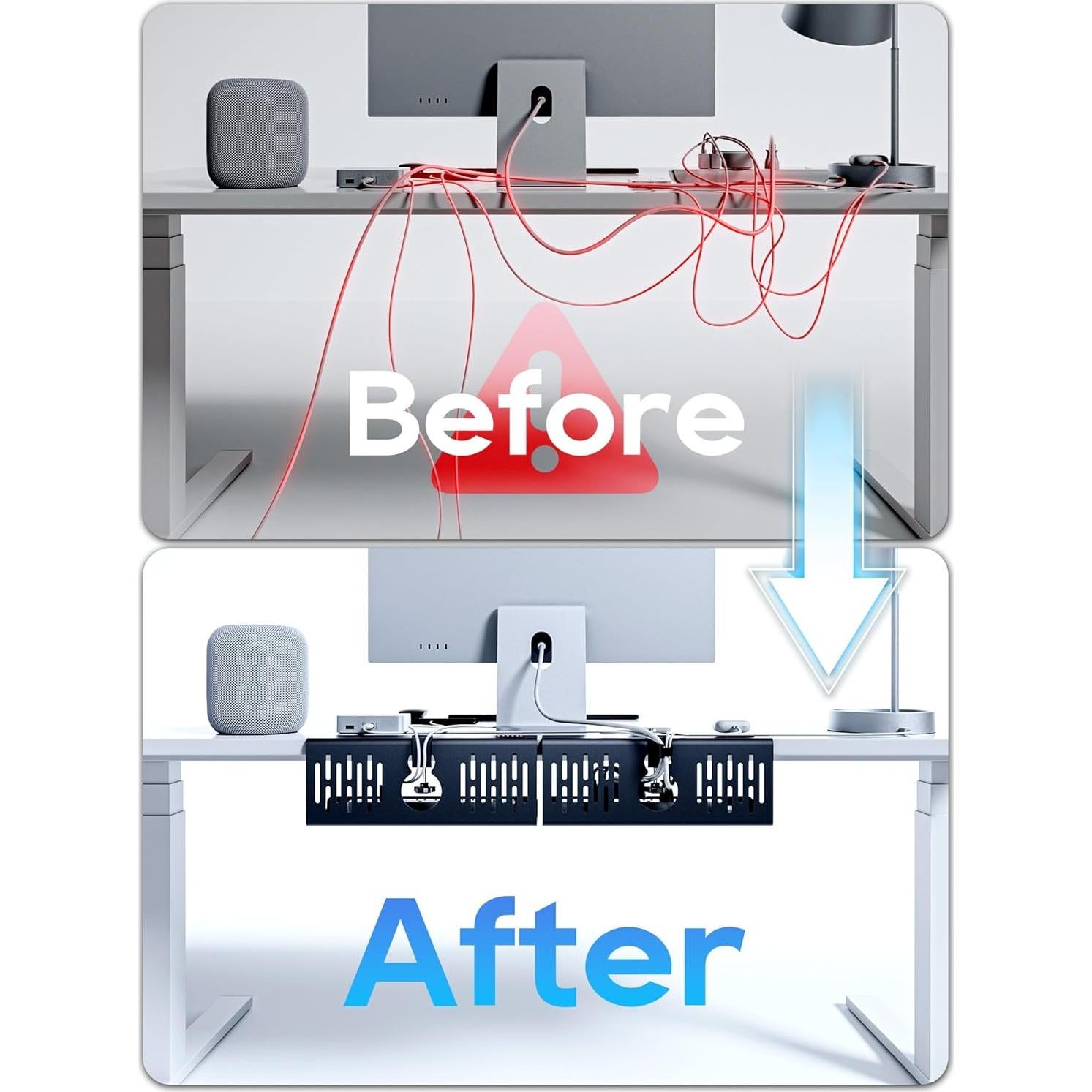 Bandeja de Gestión de Cables NODOCA 35cm Sin Perforación Negra