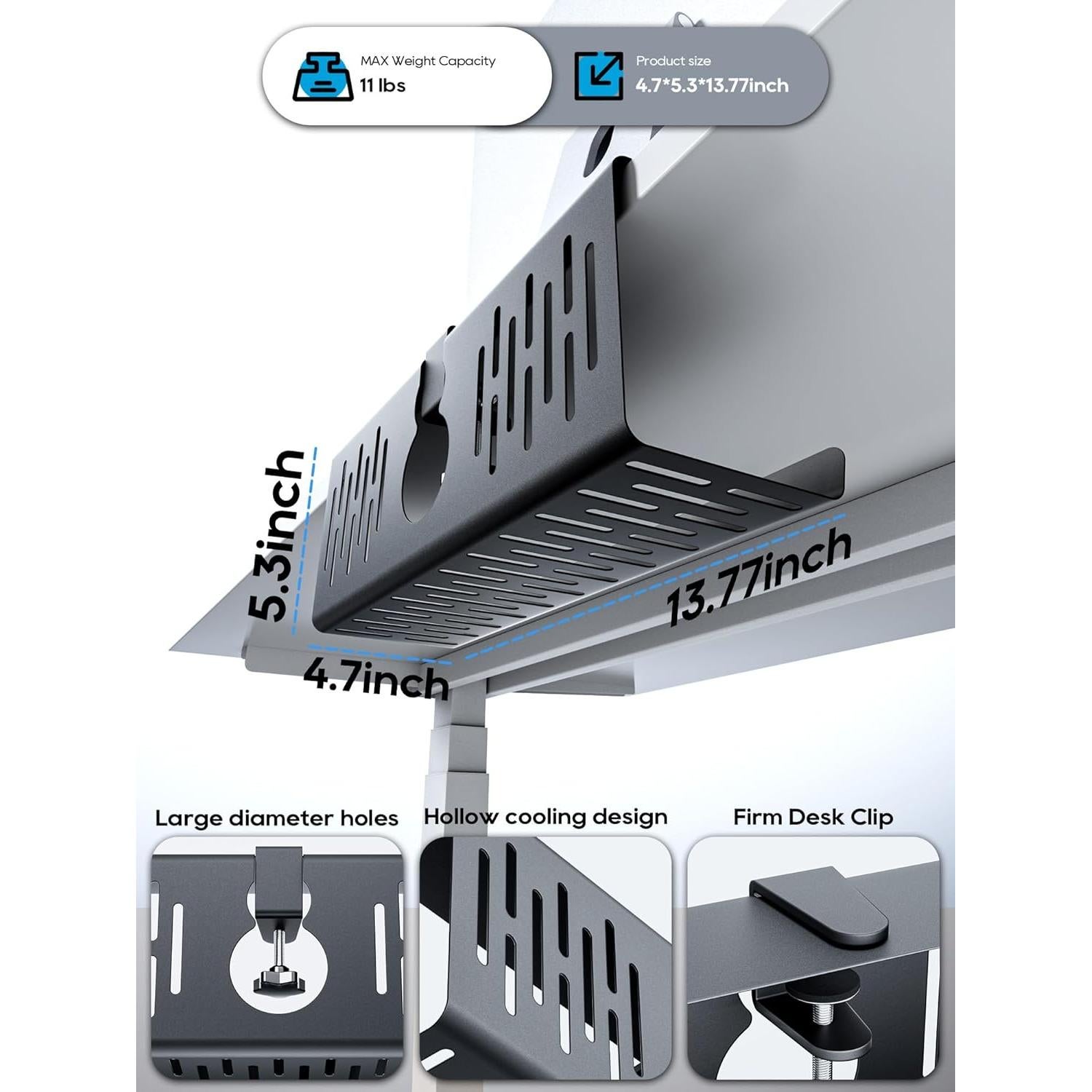 Bandeja de Gestión de Cables NODOCA 35cm Sin Perforación Negra