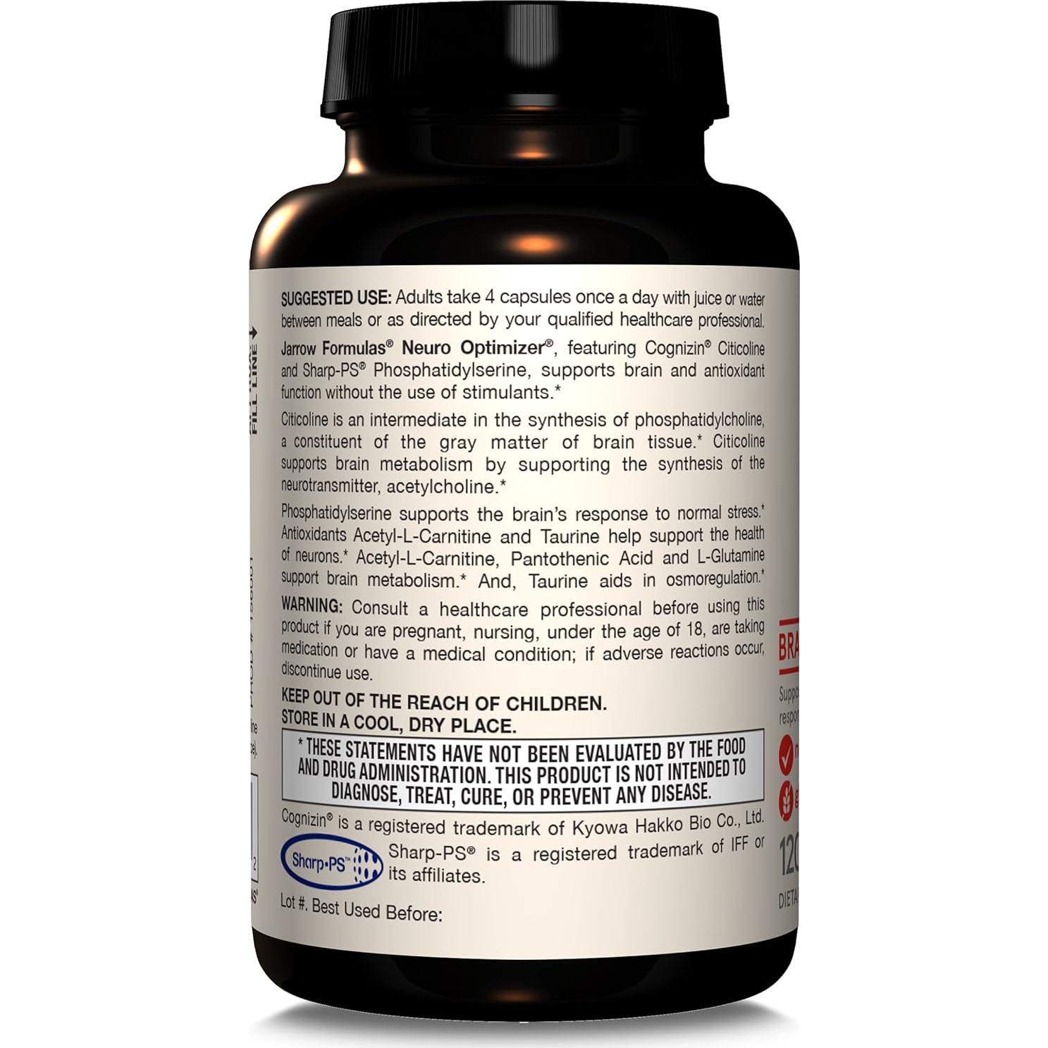 Suplemento Jarrow Formulas Neuro Optimizer 120 Cápsulas