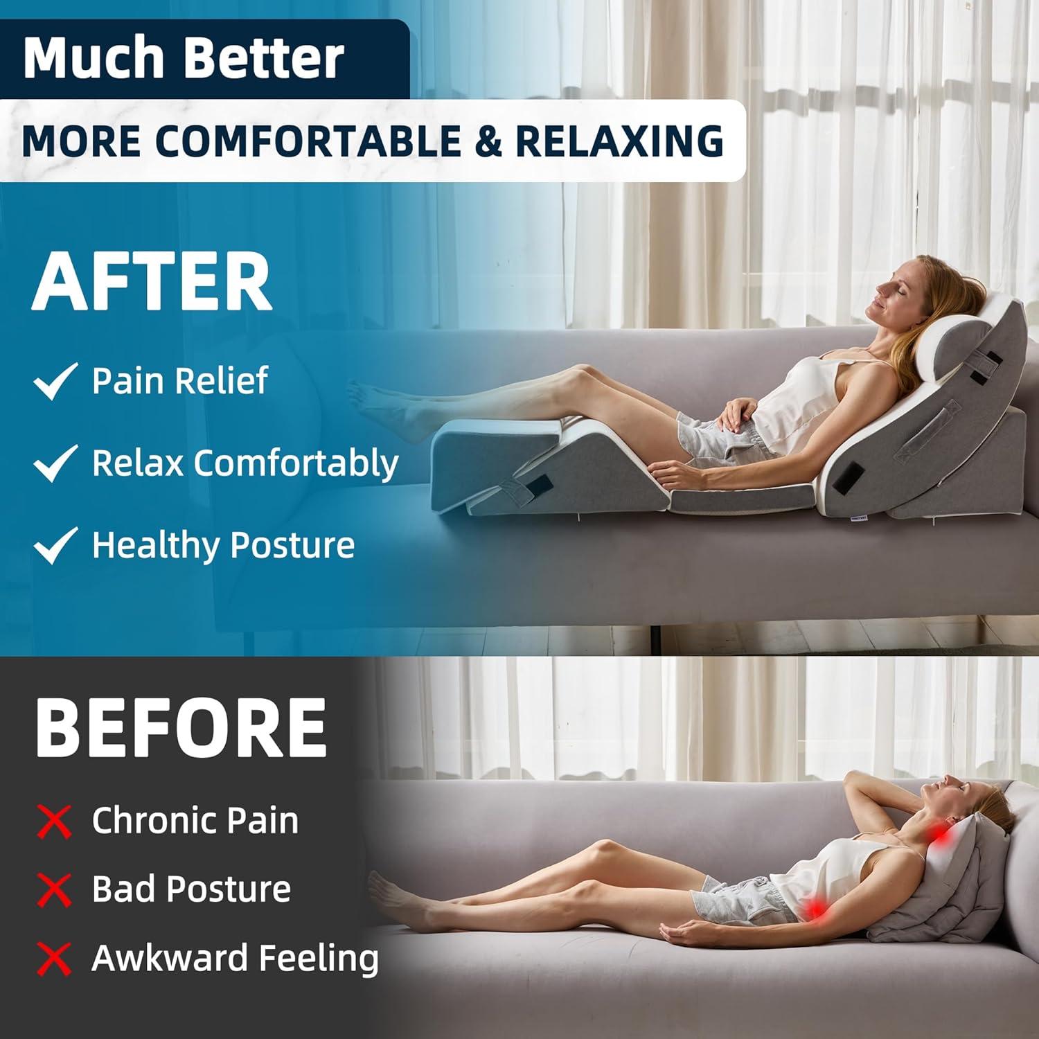 HABUTWAY Almohada Cuña Ortopédica 6 Pcs Espuma de Memoria