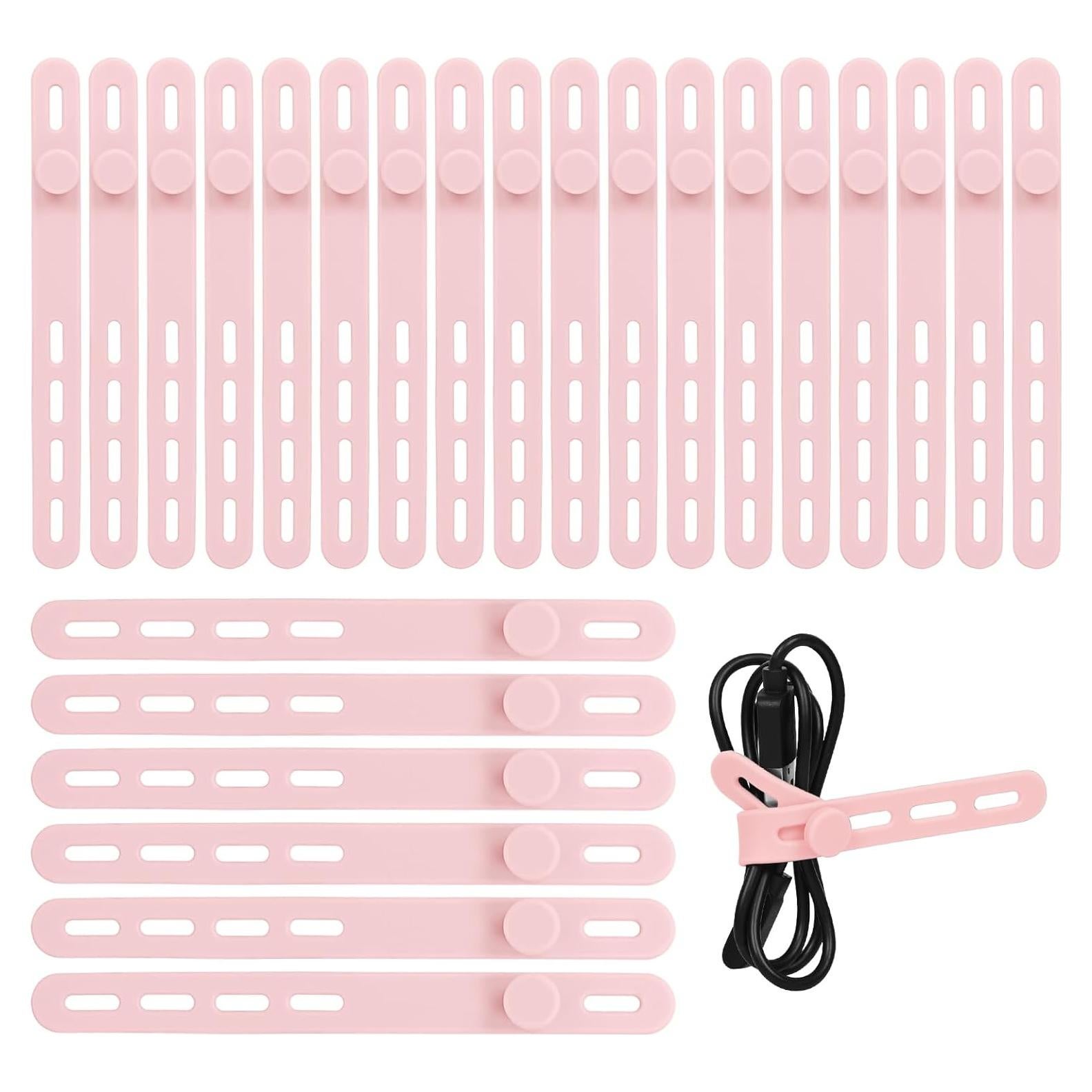 24 Correas de Cable de Silicona Donruby Rosa Ajustables