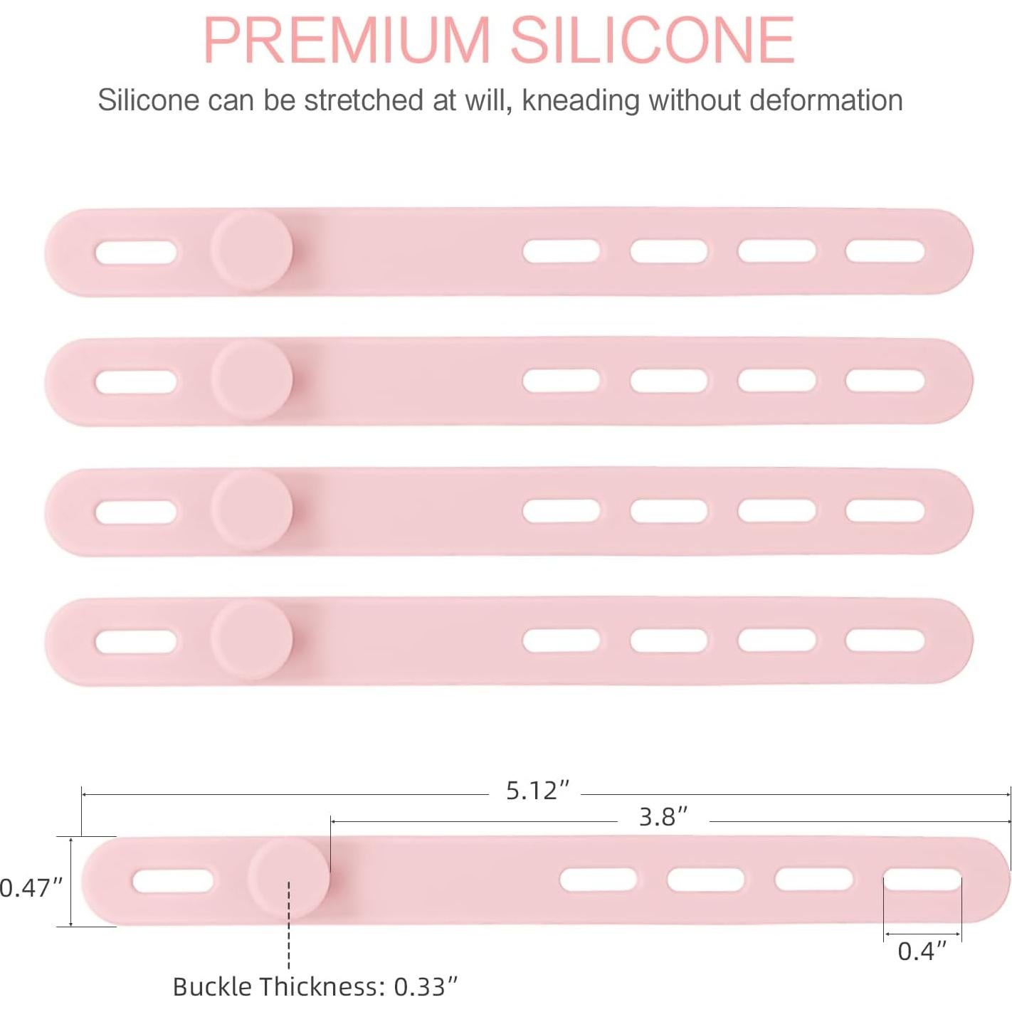 24 Correas de Cable de Silicona Donruby Rosa Ajustables