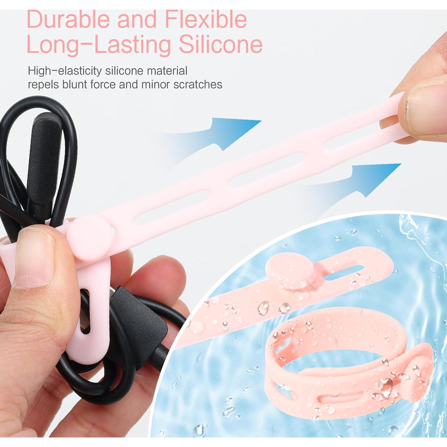 24 Correas de Cable de Silicona Donruby Rosa Ajustables