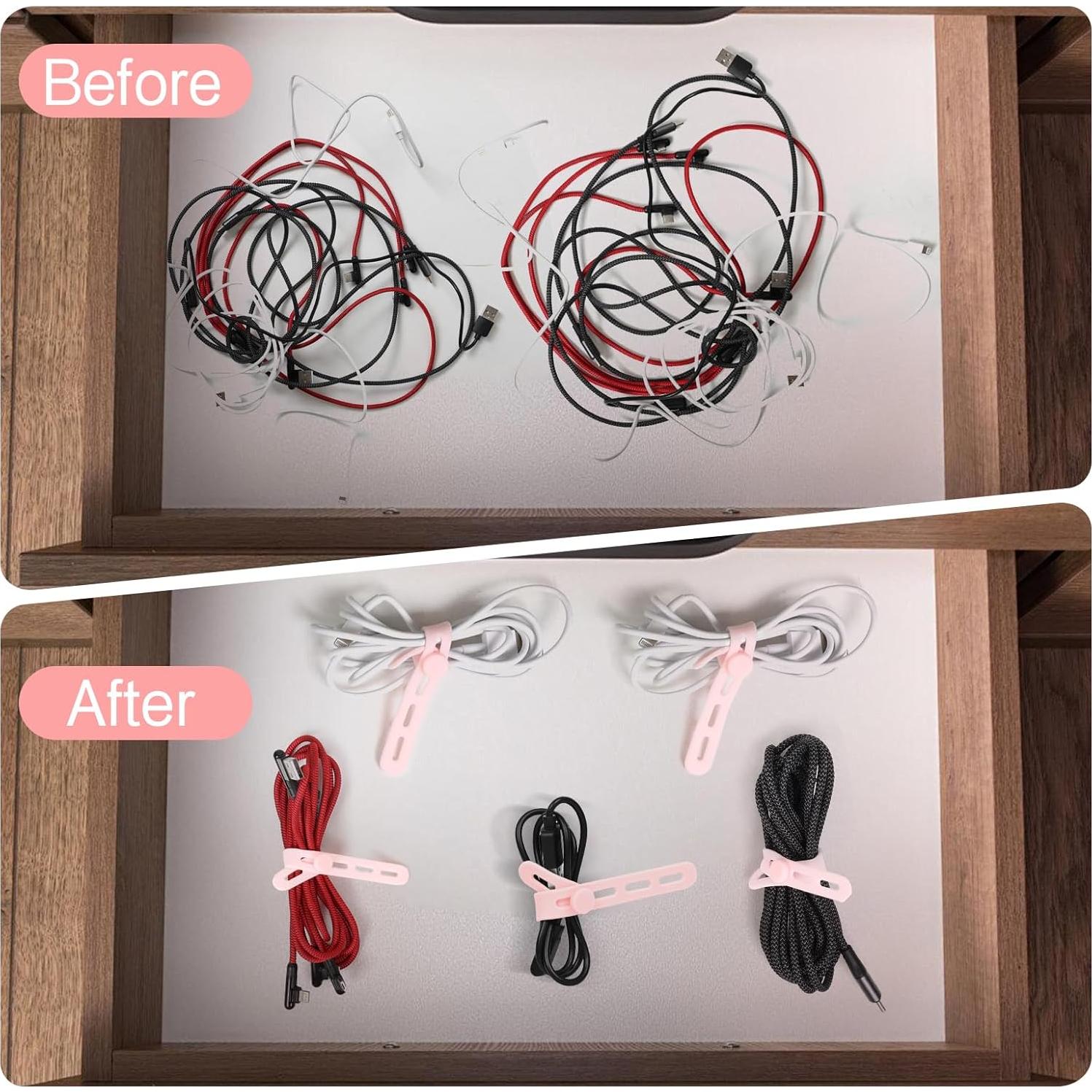 24 Correas de Cable de Silicona Donruby Rosa Ajustables