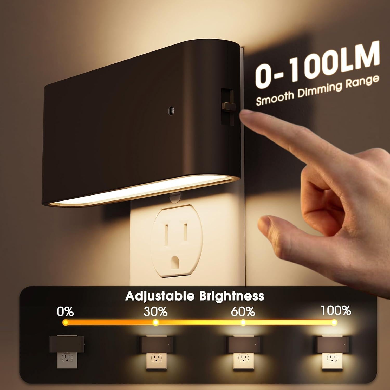 Luz Nocturna LED Briignite Regulable con Sensor de Luz 2 Unidades