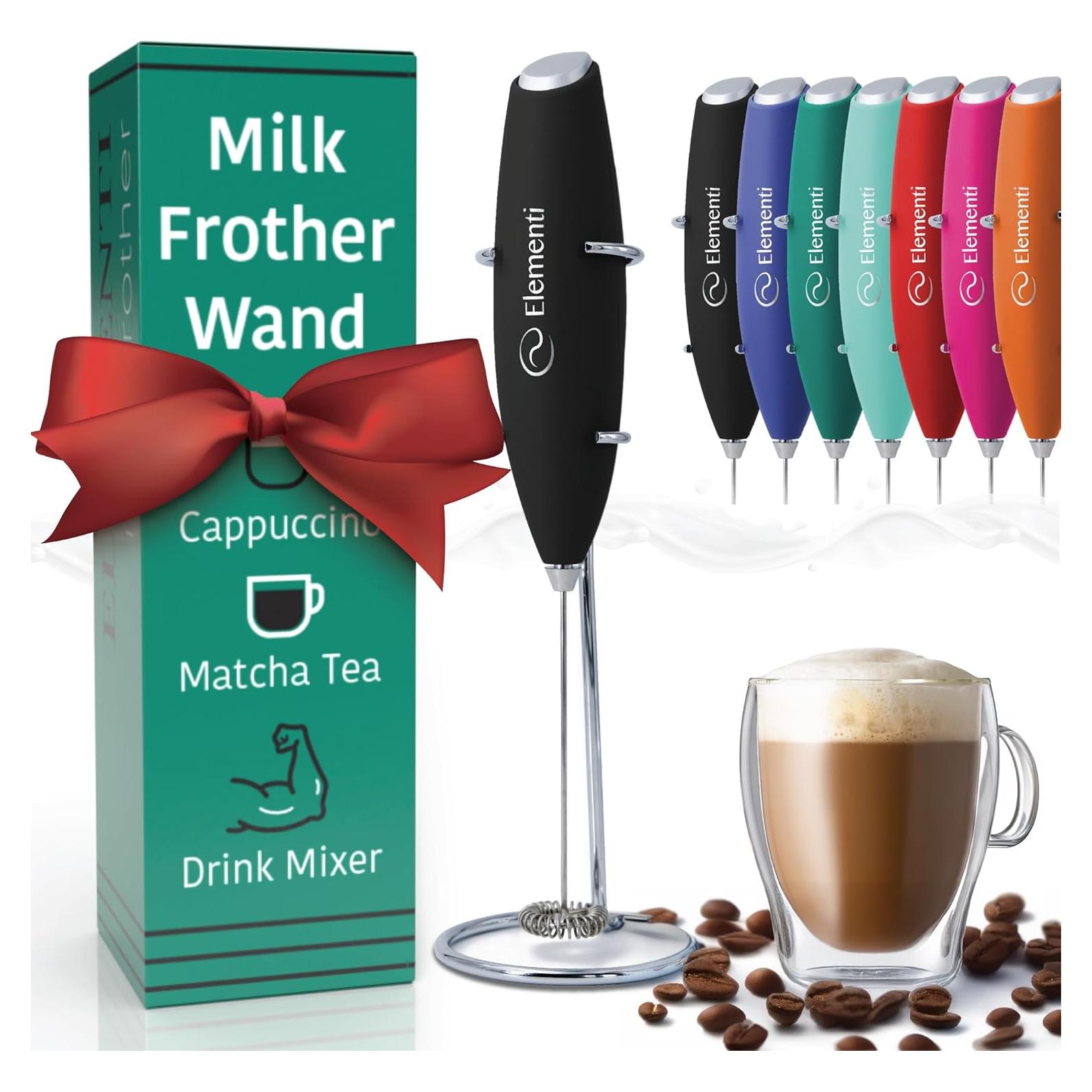 Espumador de Leche de Mano Elementi Negro - Batidor Acero Inoxidable