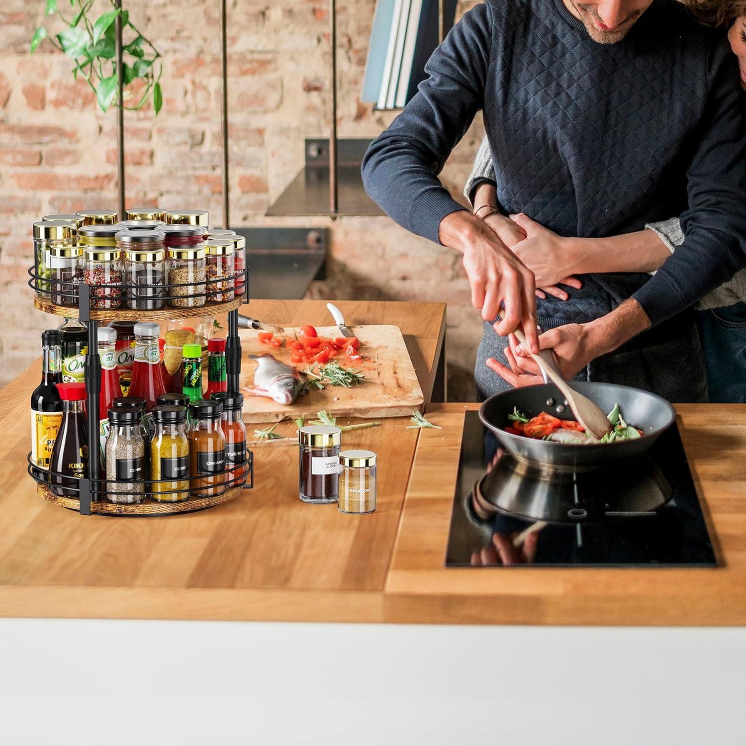 Organizador Lazy Susan de Especias 2 Niveles Ajustable Across-Star