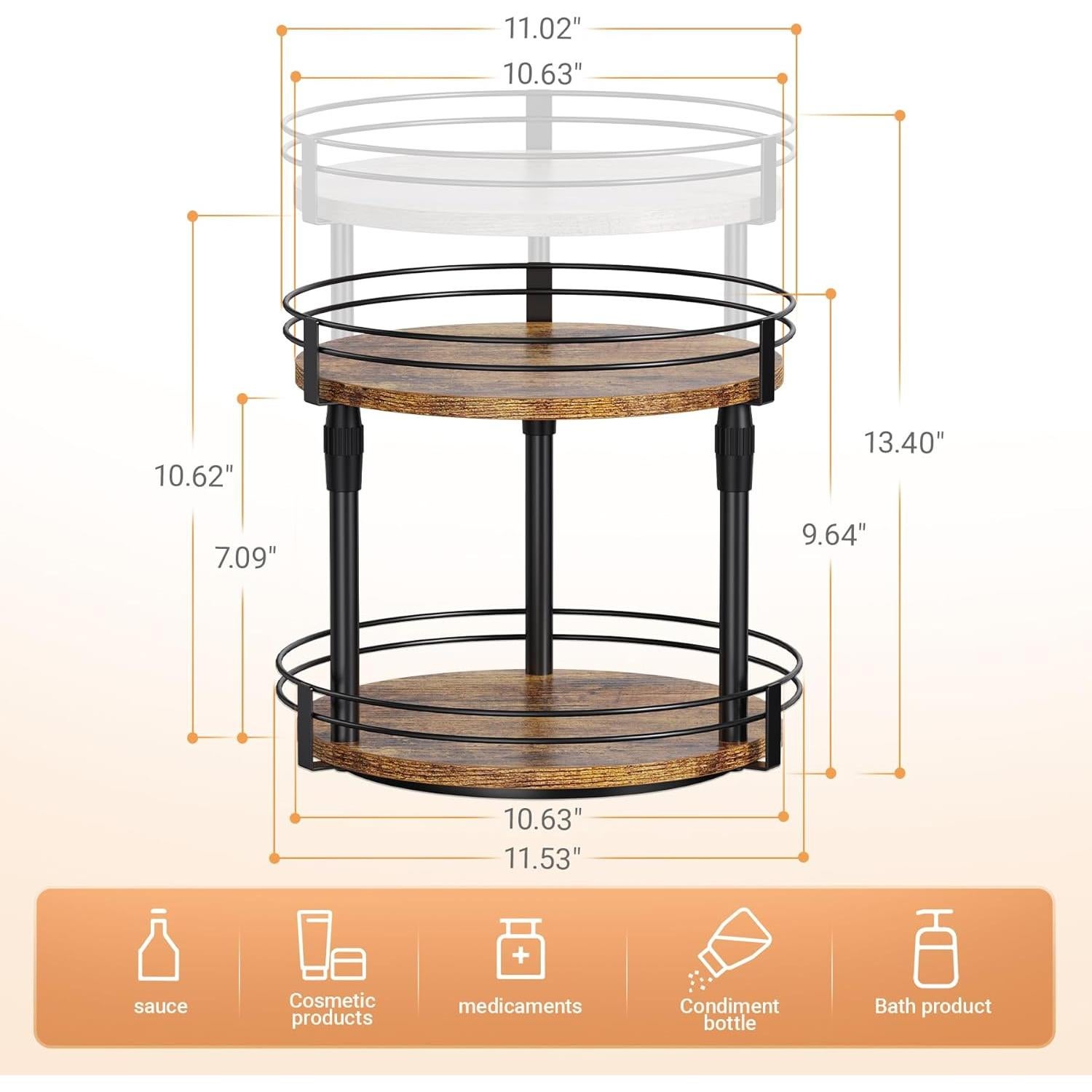 Organizador Lazy Susan de Especias 2 Niveles Ajustable Across-Star