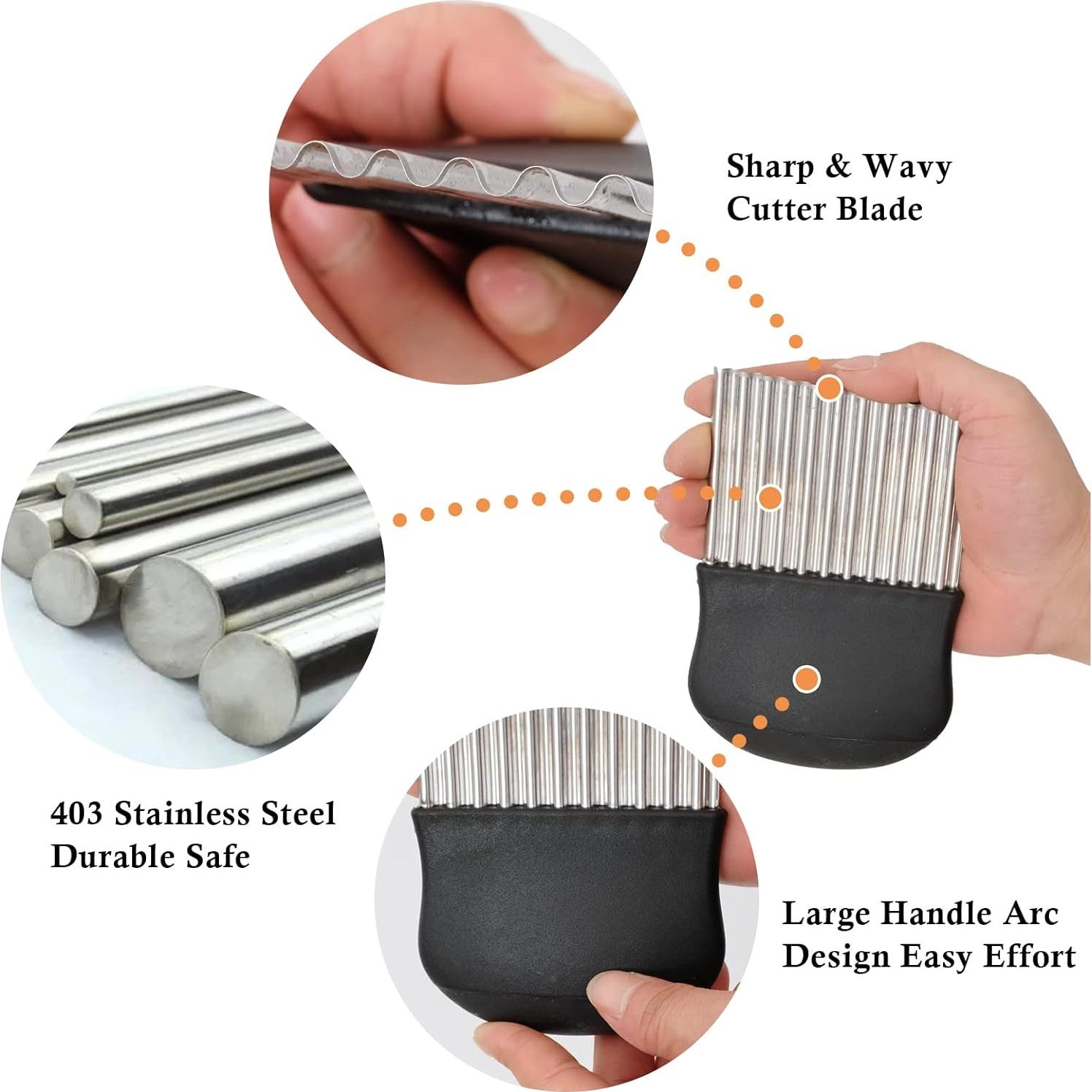 Cortador de Ondas HTBMALL de Acero Inoxidable 12cm Negro