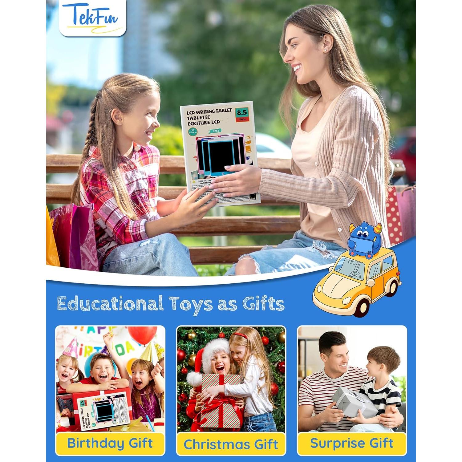 TEKFUN Tableta de Escritura LCD 8.5" 3 Pack Niños