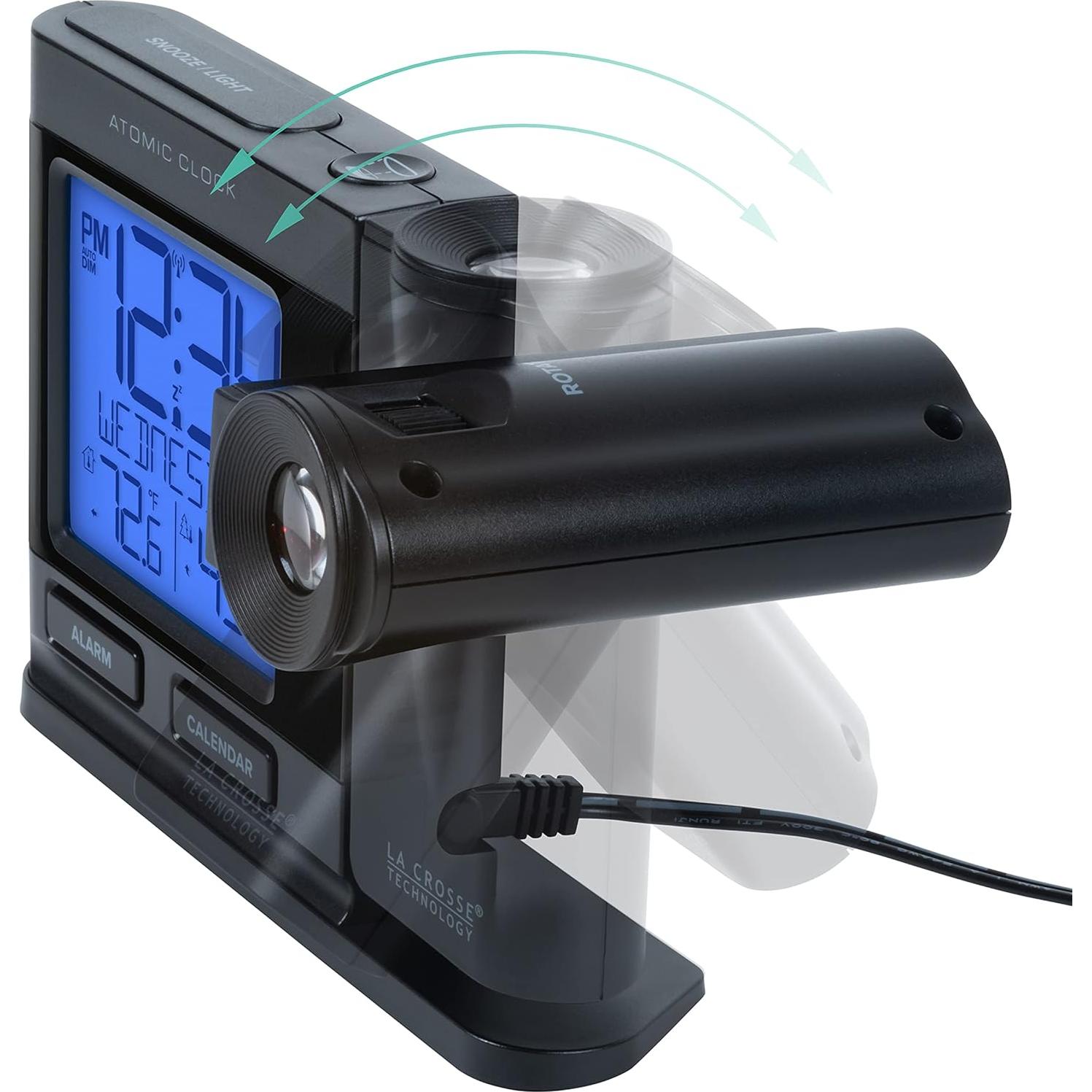 Reloj Despertador Proyector Atómico La Crosse Negro con Temperatura