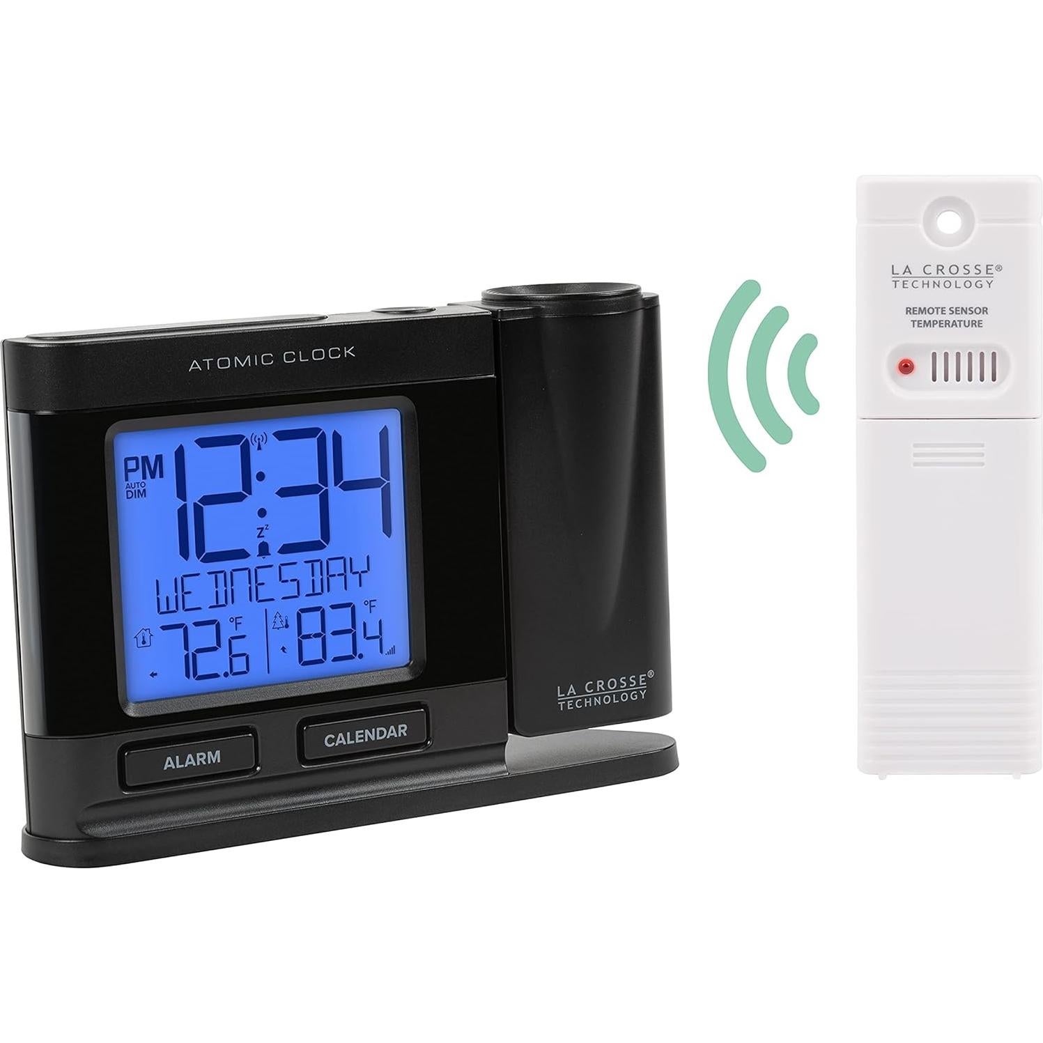 Reloj Despertador Proyector Atómico La Crosse Negro con Temperatura